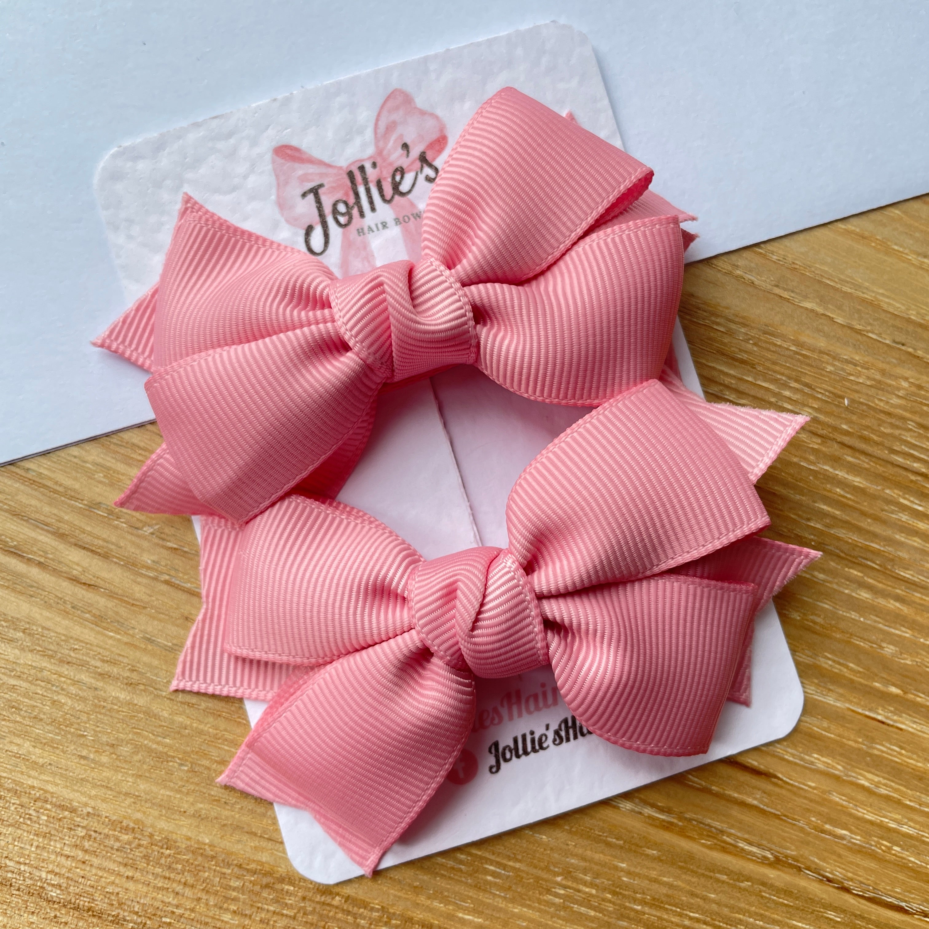 3inch Layered Bow with Clip (pair) - Peony