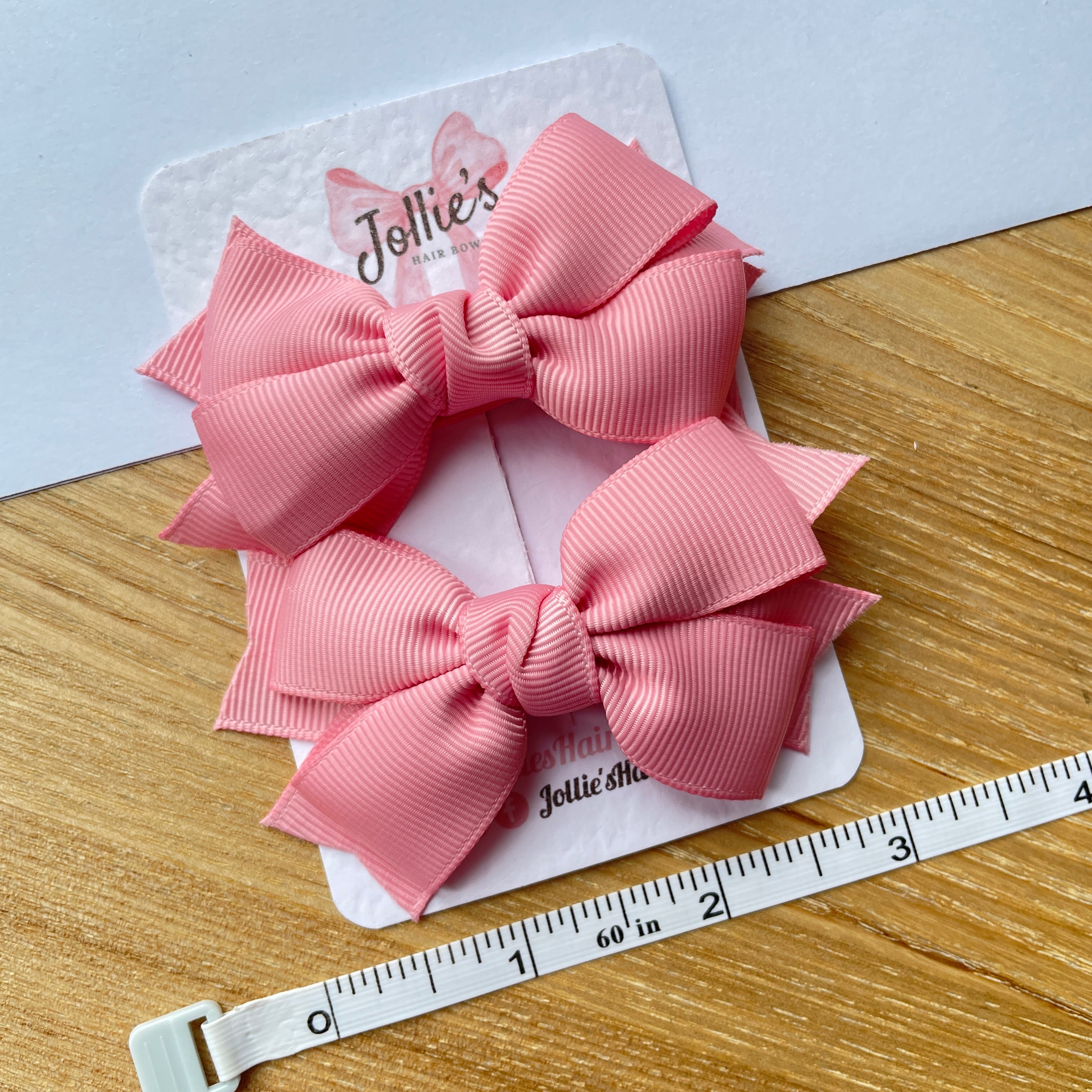 3inch Layered Bow with Clip (pair) - Peony