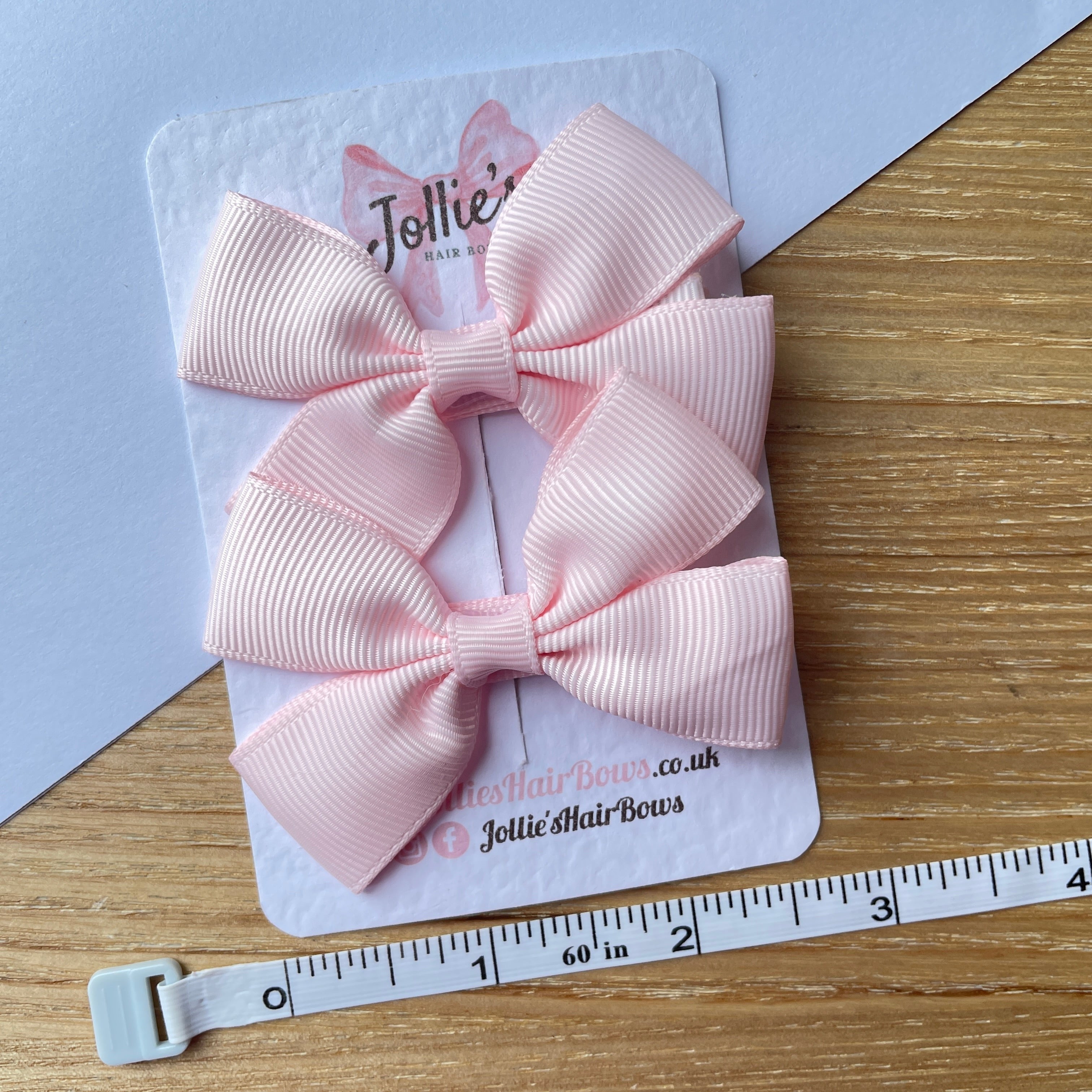 2.5inch Classic Bow with Clip (pair) - Powder Pink