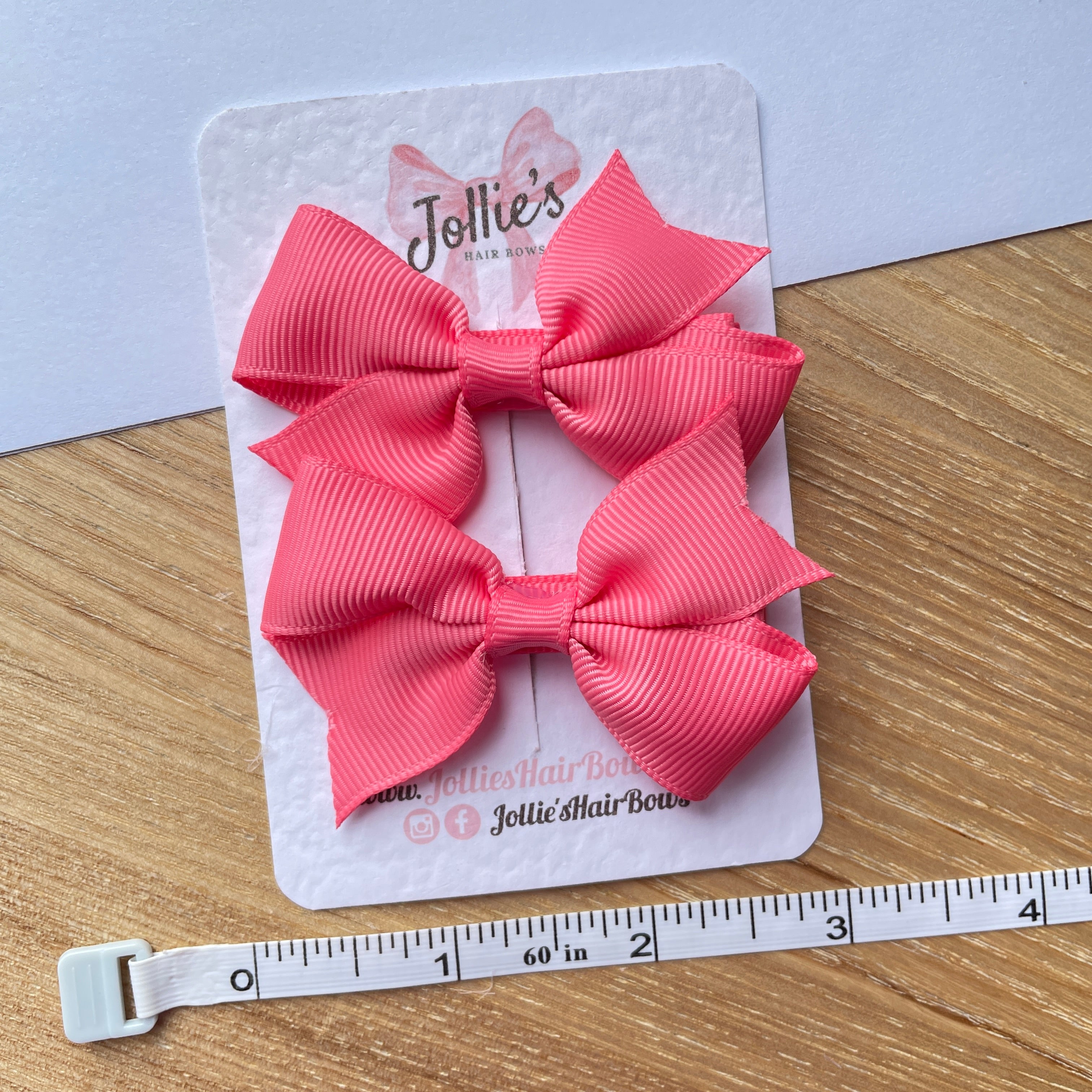 2.5inch Lively Bow with Clip Set - Coral Rose