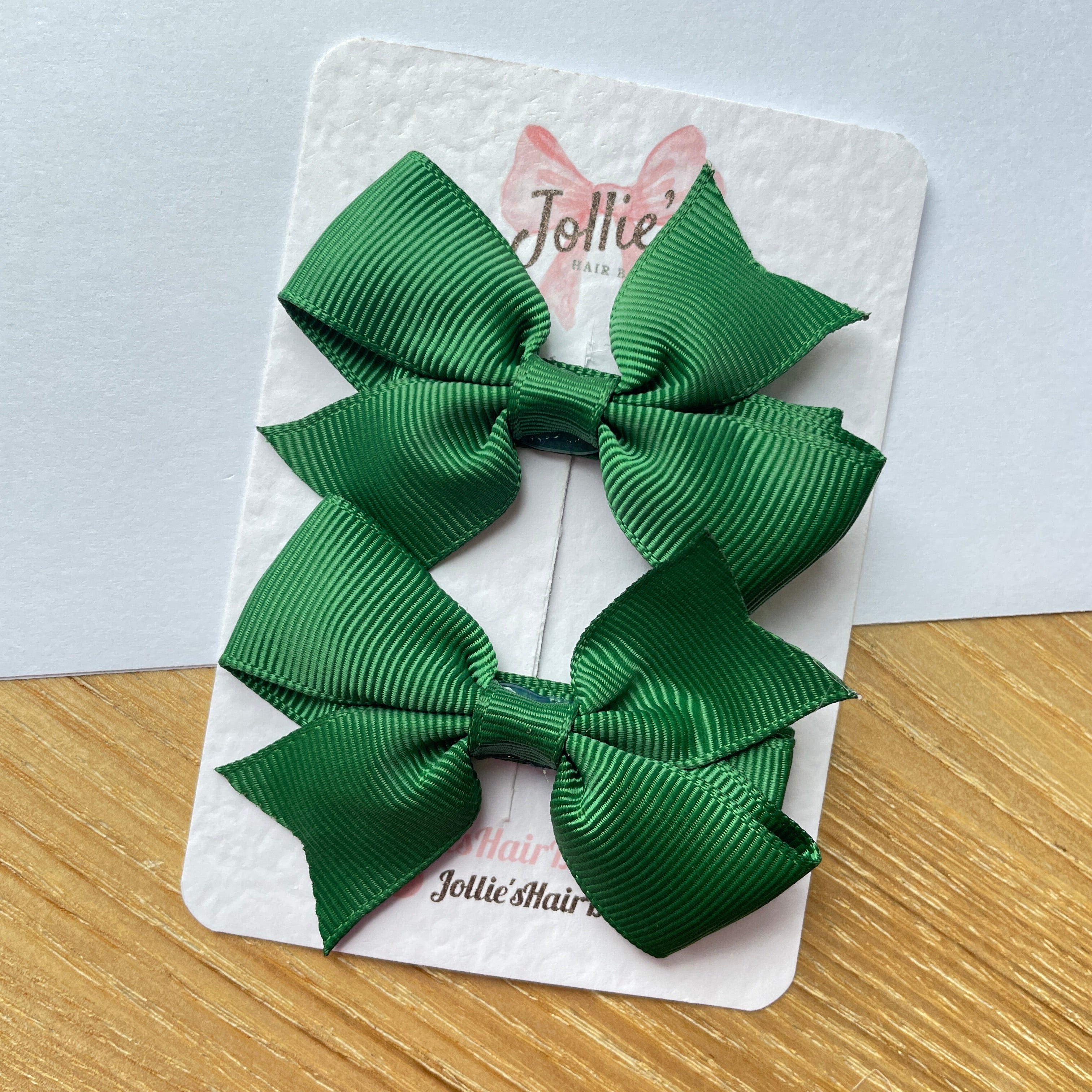 2.5inch Lively Bow with Clip Set - Forest Green