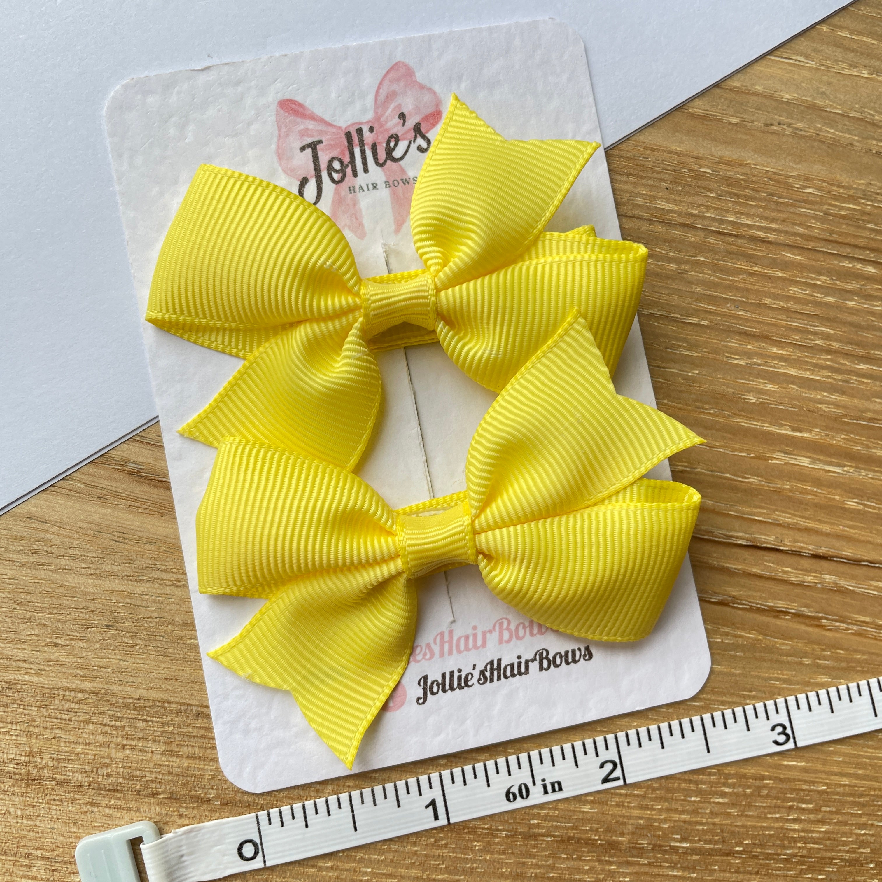 2.5inch Lively Bow with Clip Set - Lemon