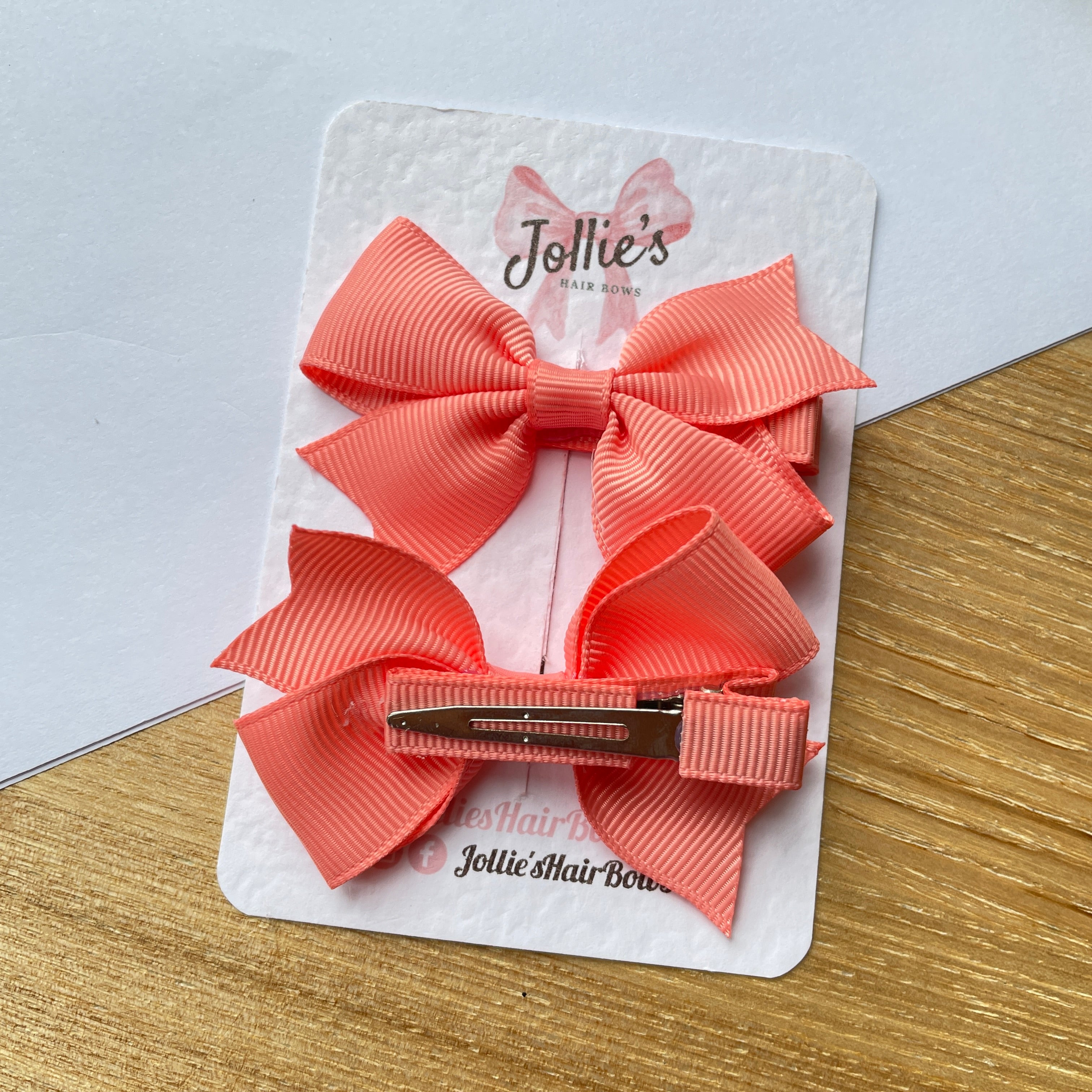 2.5inch Lively Bow with Clip Set - Light Coral