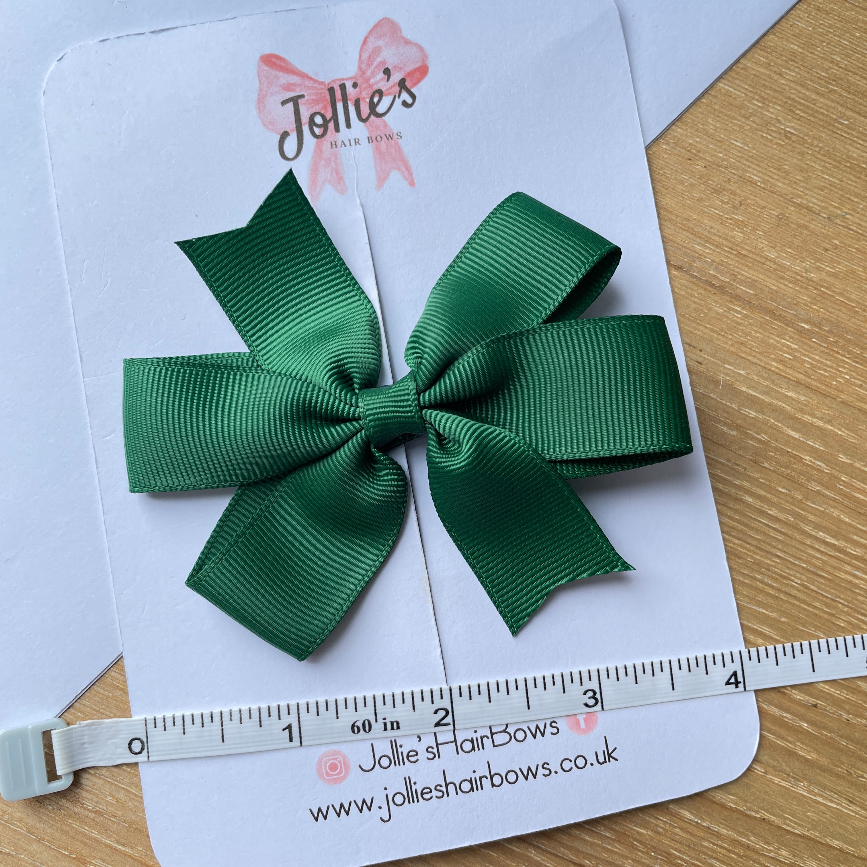 3.5inch Pinwheel Bow with Clip - Forest Green