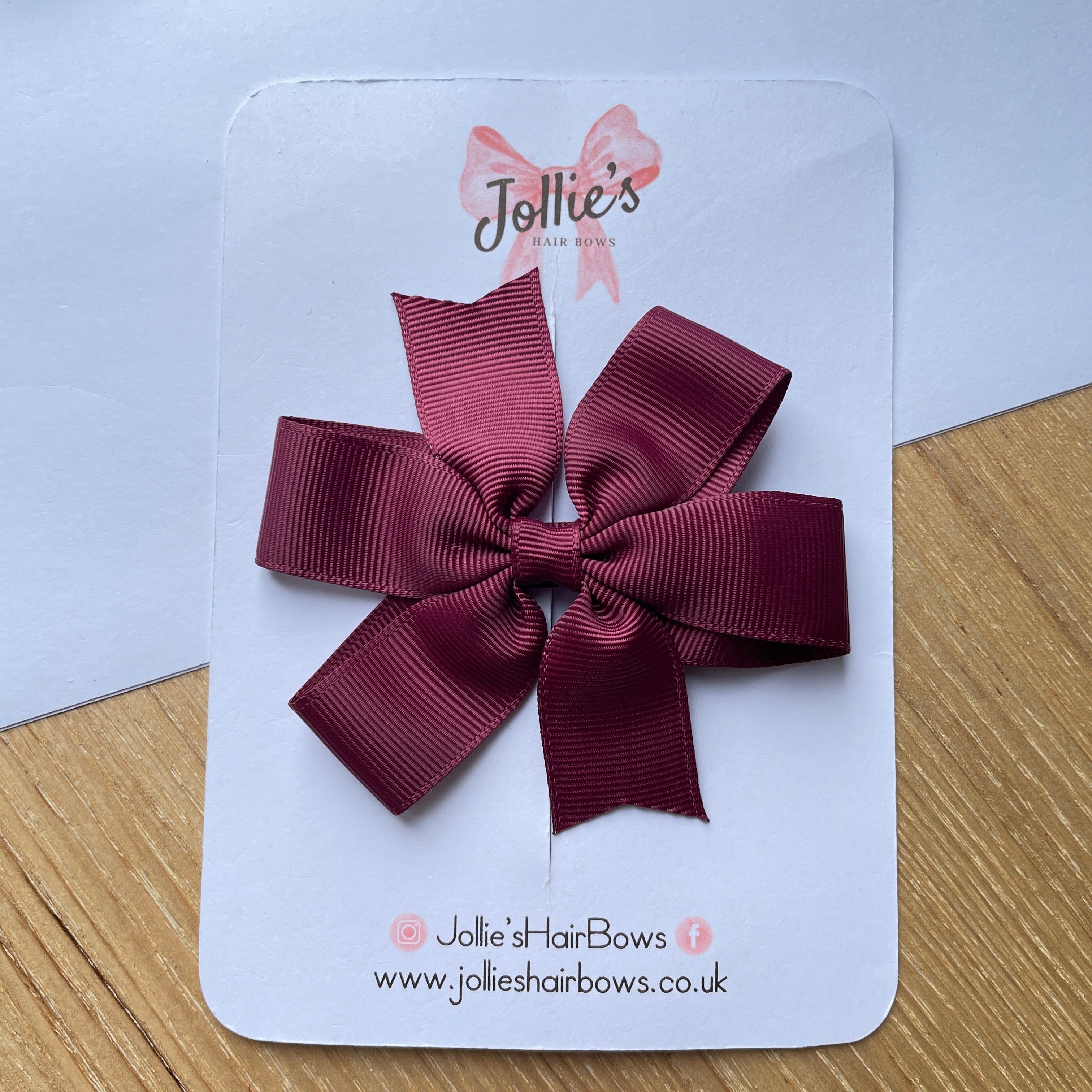 3.5inch Pinwheel Bow with Clip - Burgundy