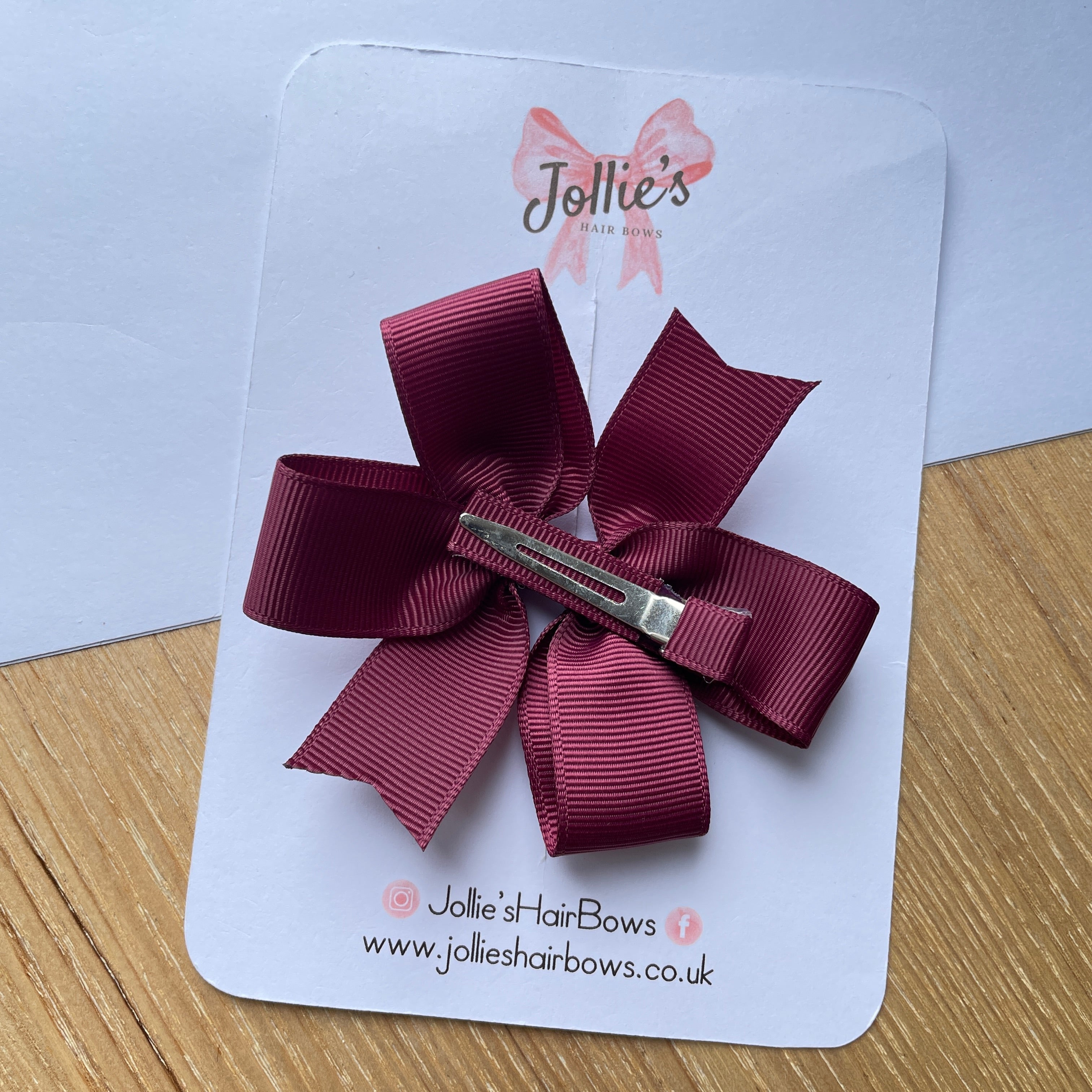 3.5inch Pinwheel Bow with Clip - Burgundy