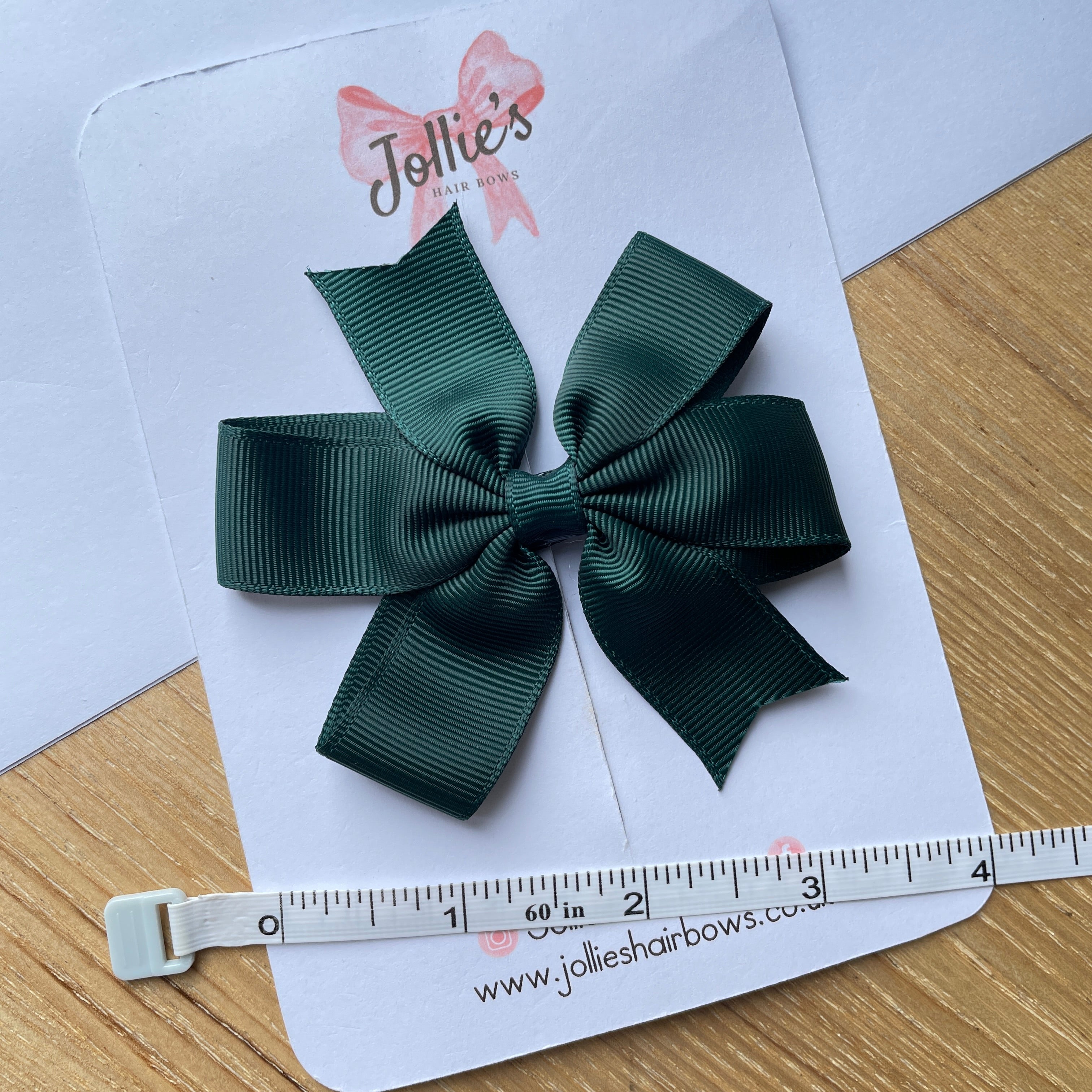 3.5inch Pinwheel Bow with Clip - Spruce