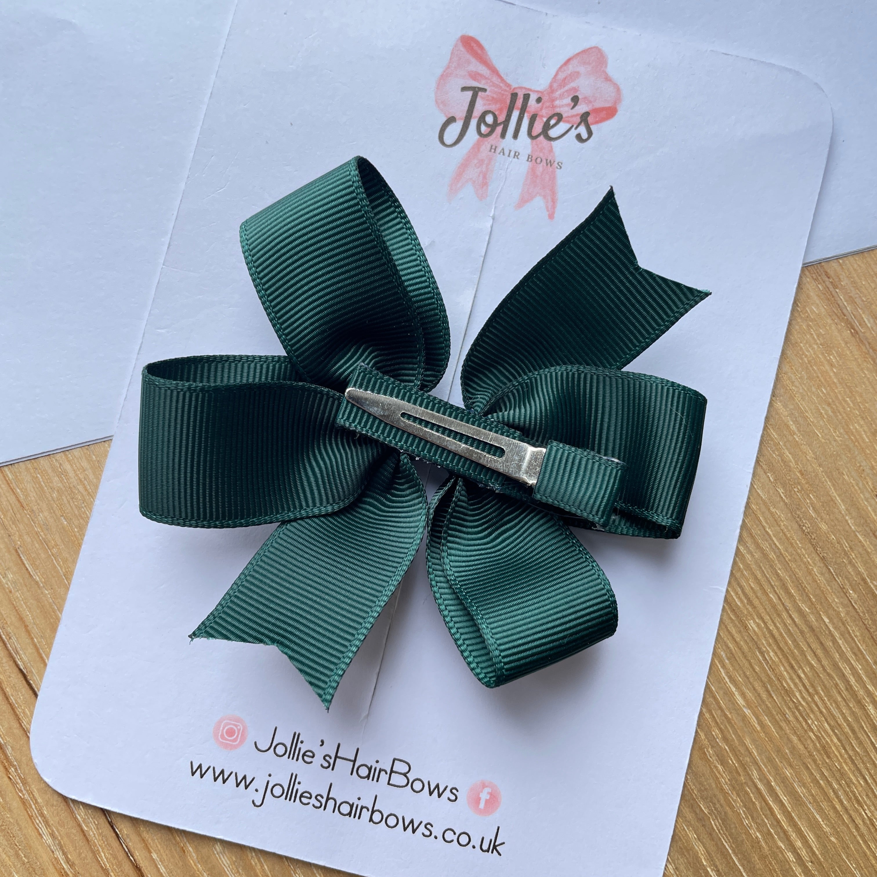 3.5inch Pinwheel Bow with Clip - Spruce