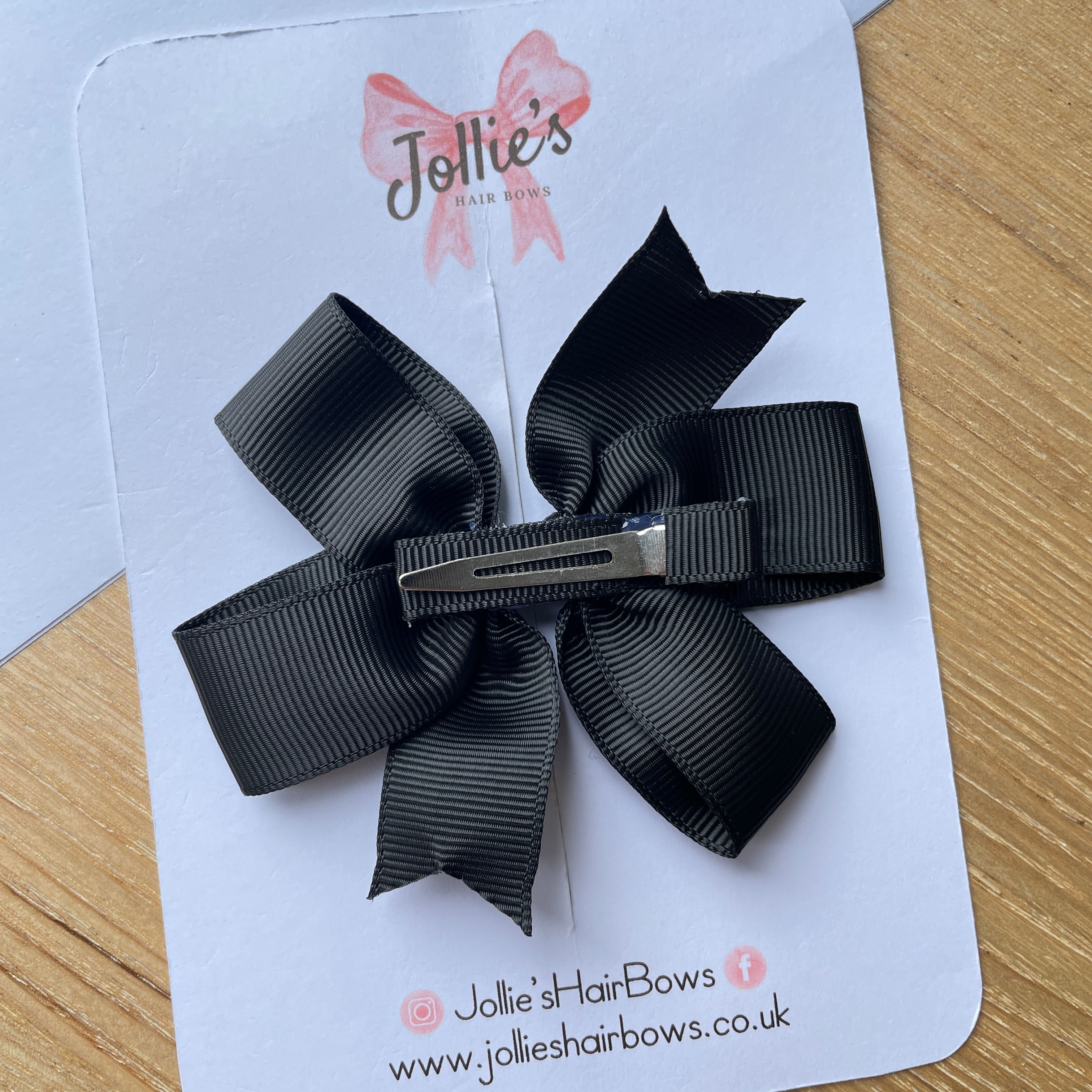 3.5inch Pinwheel Bow with Clip - Black