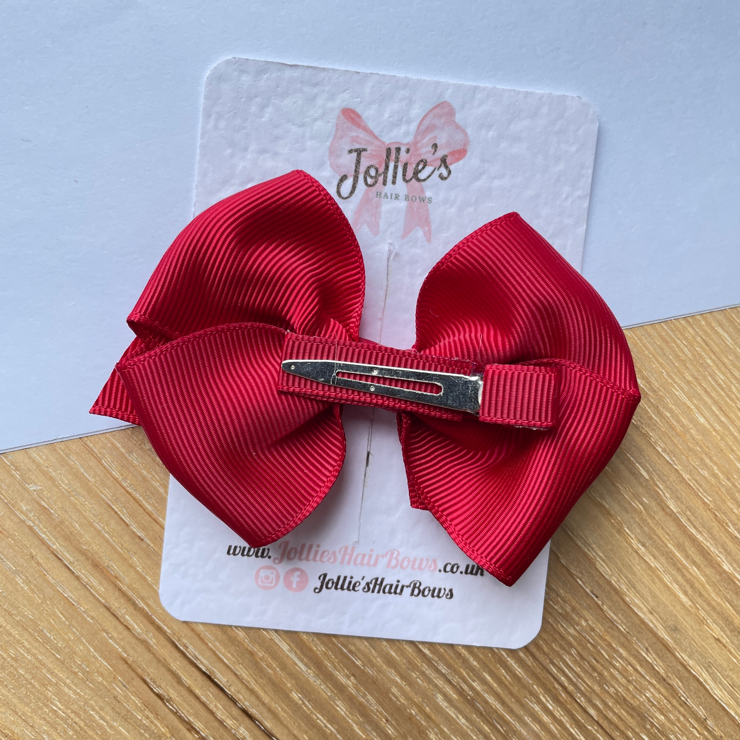 3.75inch Flat Bow with Clip - Scarlet Red