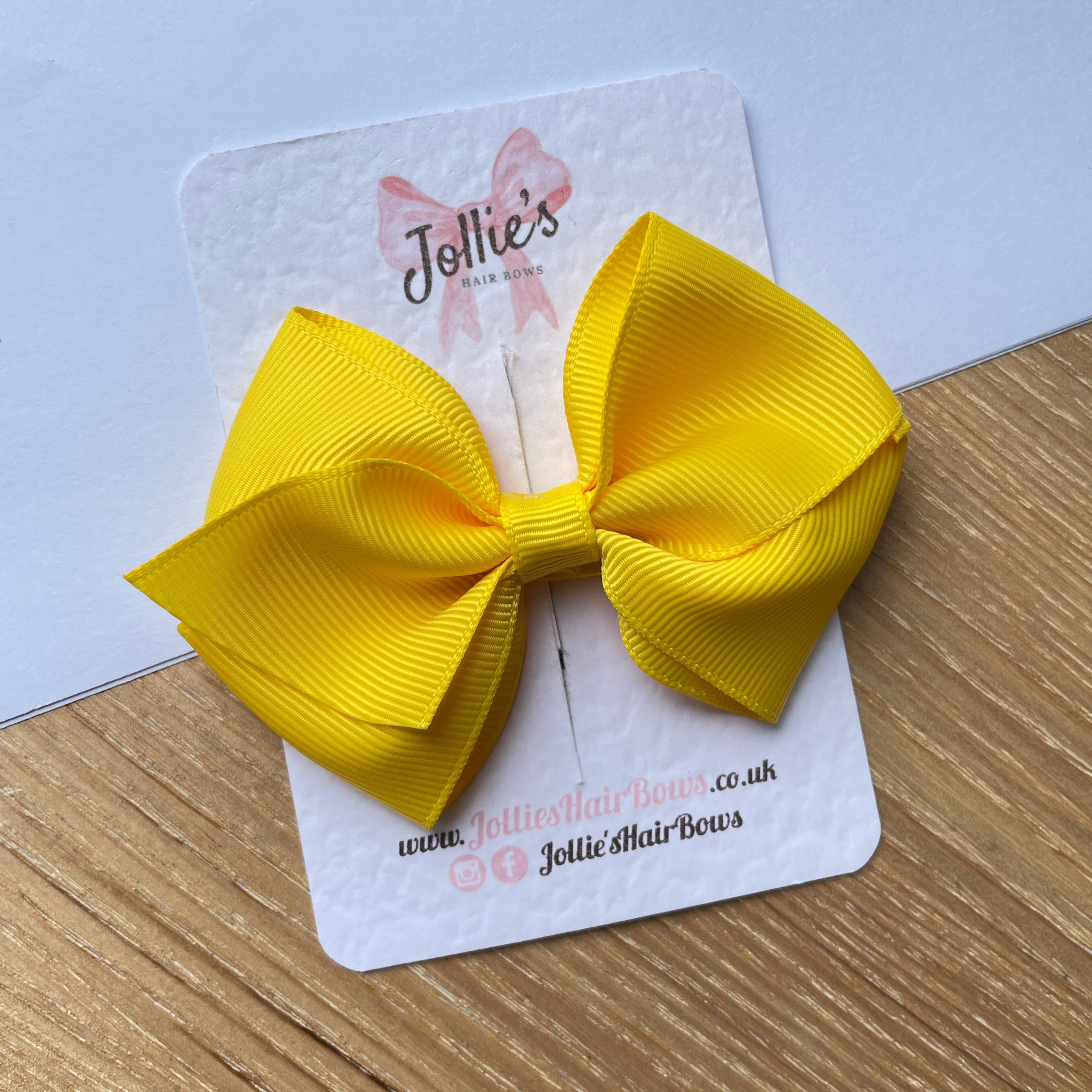 3.75inch Flat Bow with Clip - Daffodil