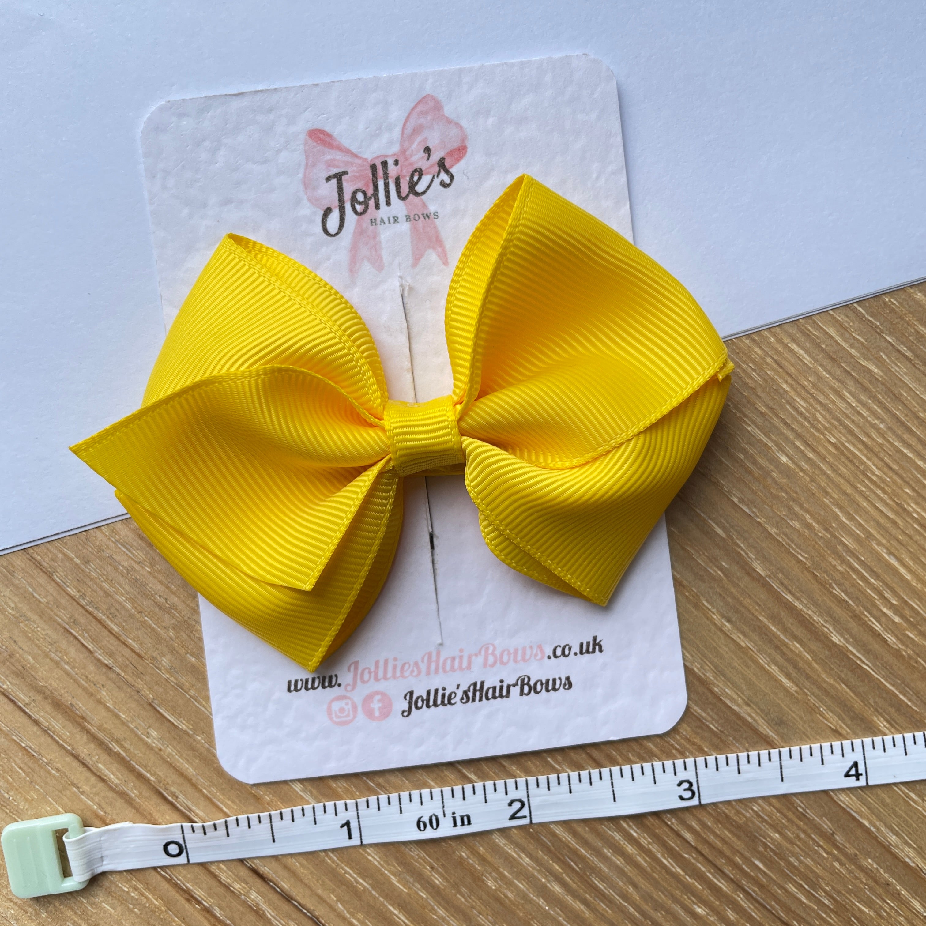 3.75inch Flat Bow with Clip - Daffodil