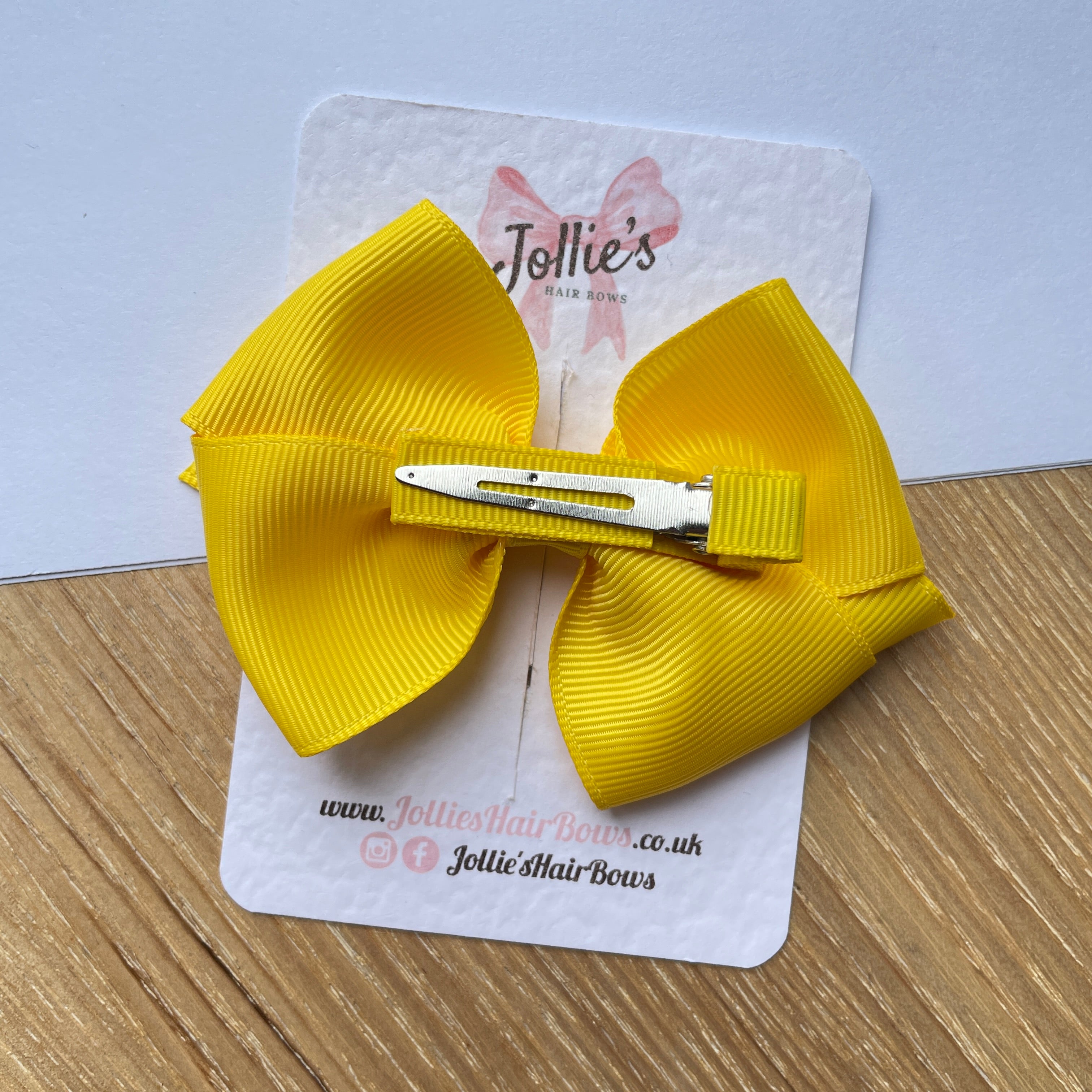 3.75inch Flat Bow with Clip - Daffodil