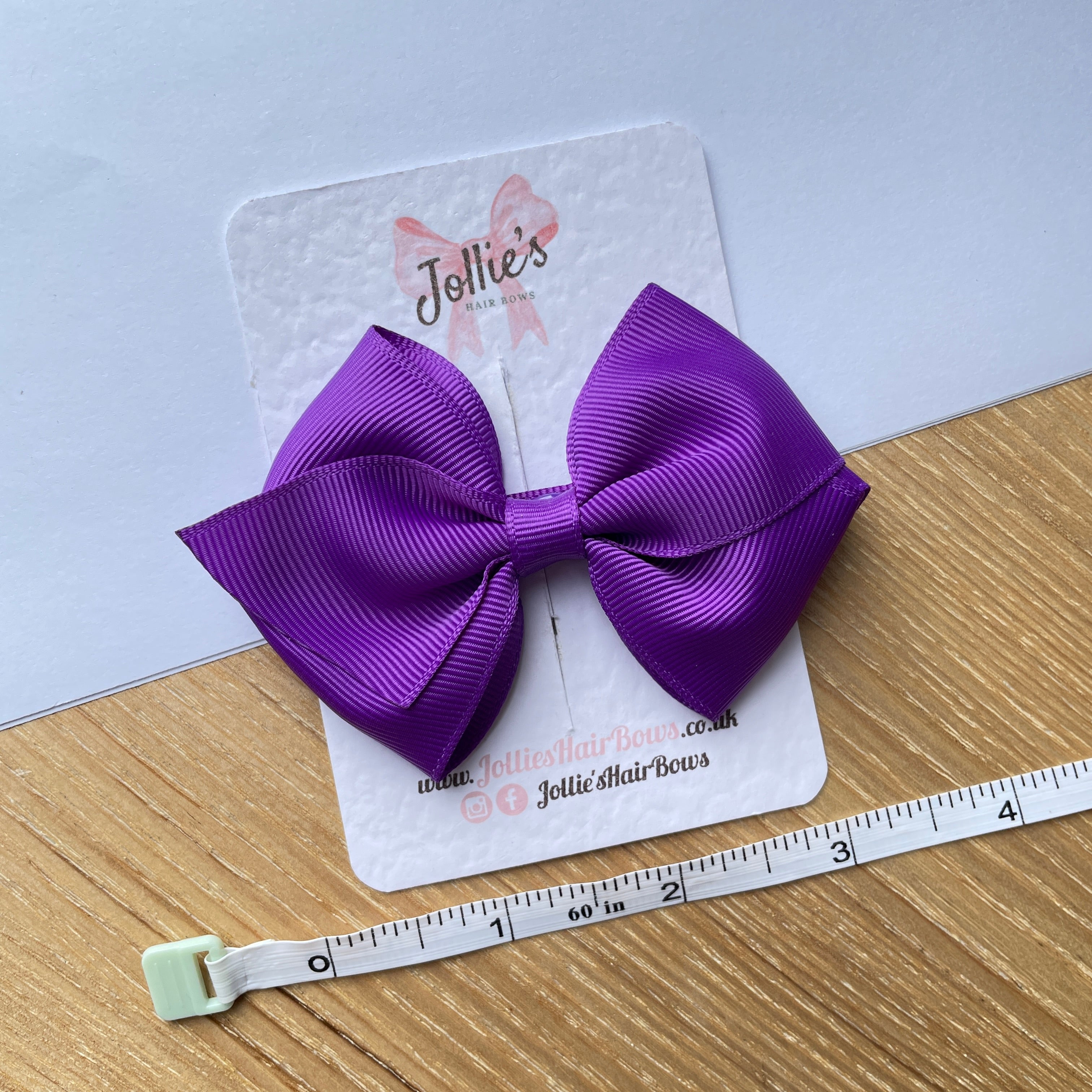 3.75inch Flat Bow with Clip- Purple