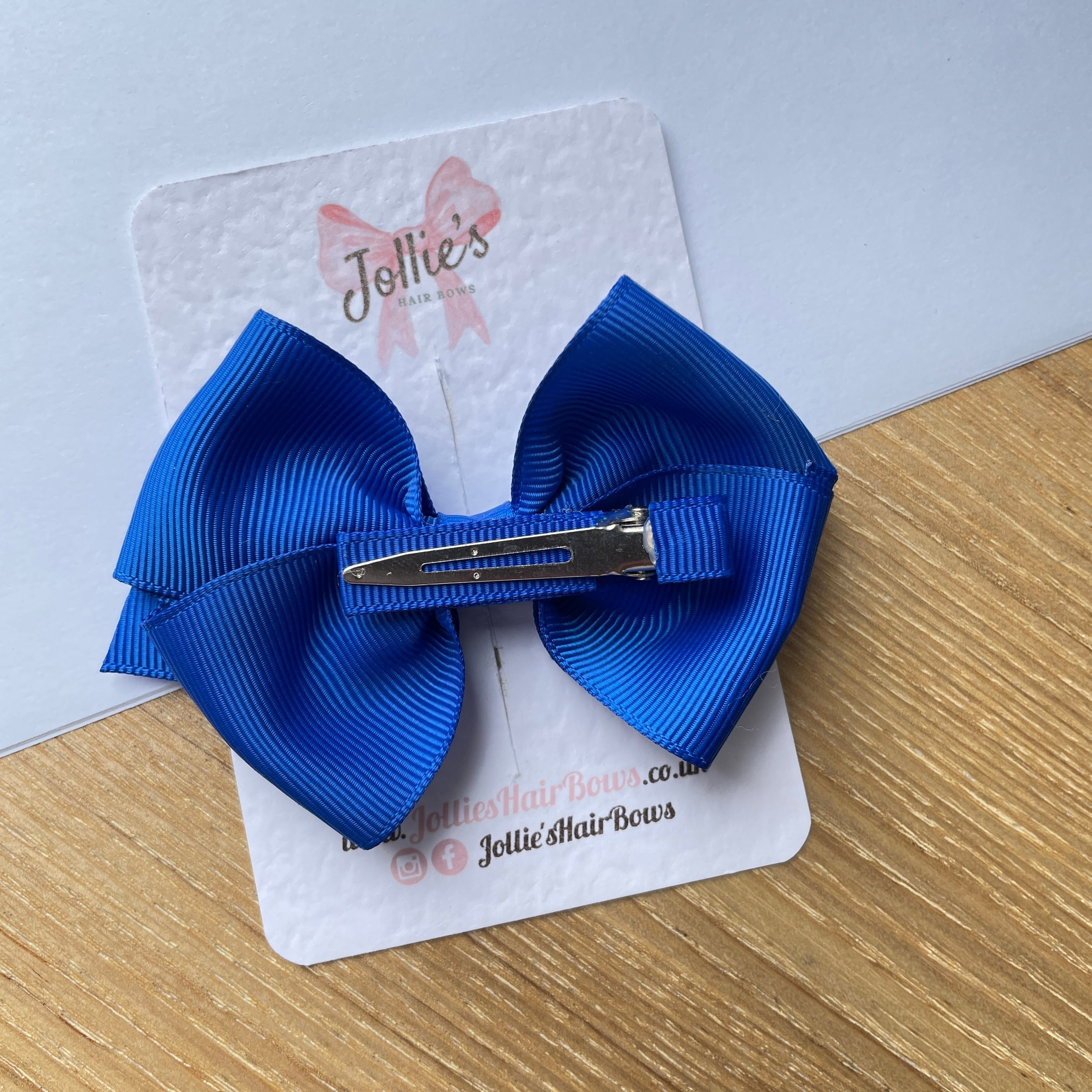 3.75inch Flat Bow with Clip - Electric Blue