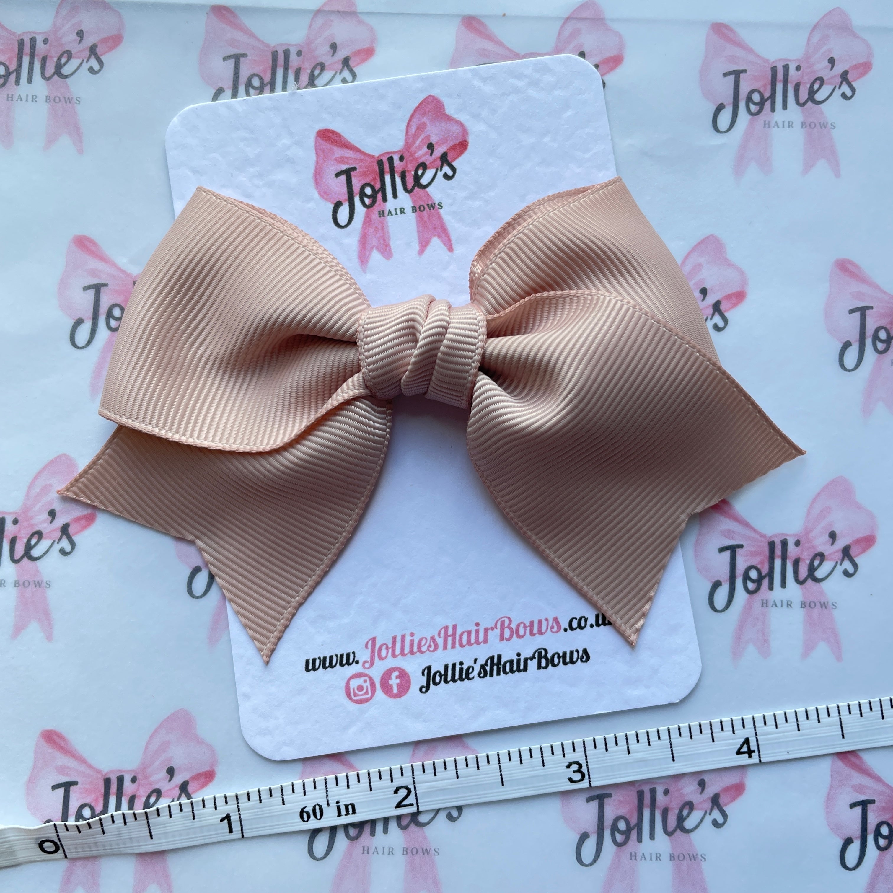 4inch Ribbon Bow with Clip - Vanilla