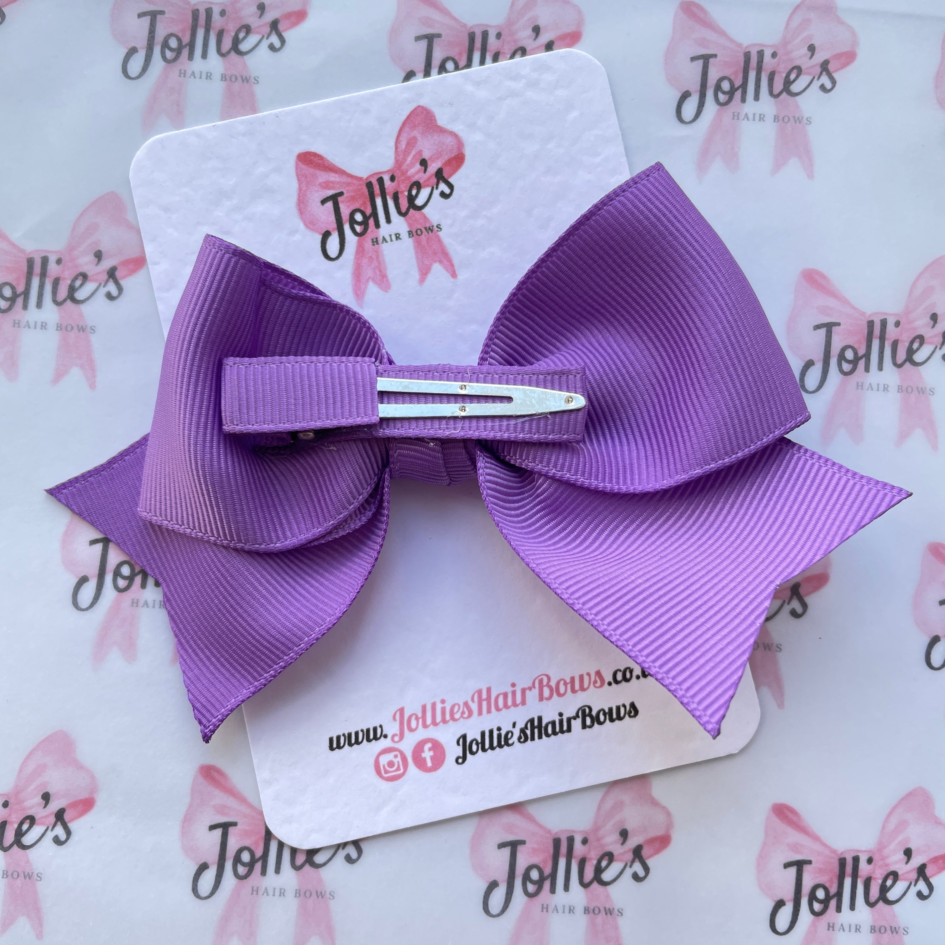 4inch Ribbon Bow with Clip - Grape