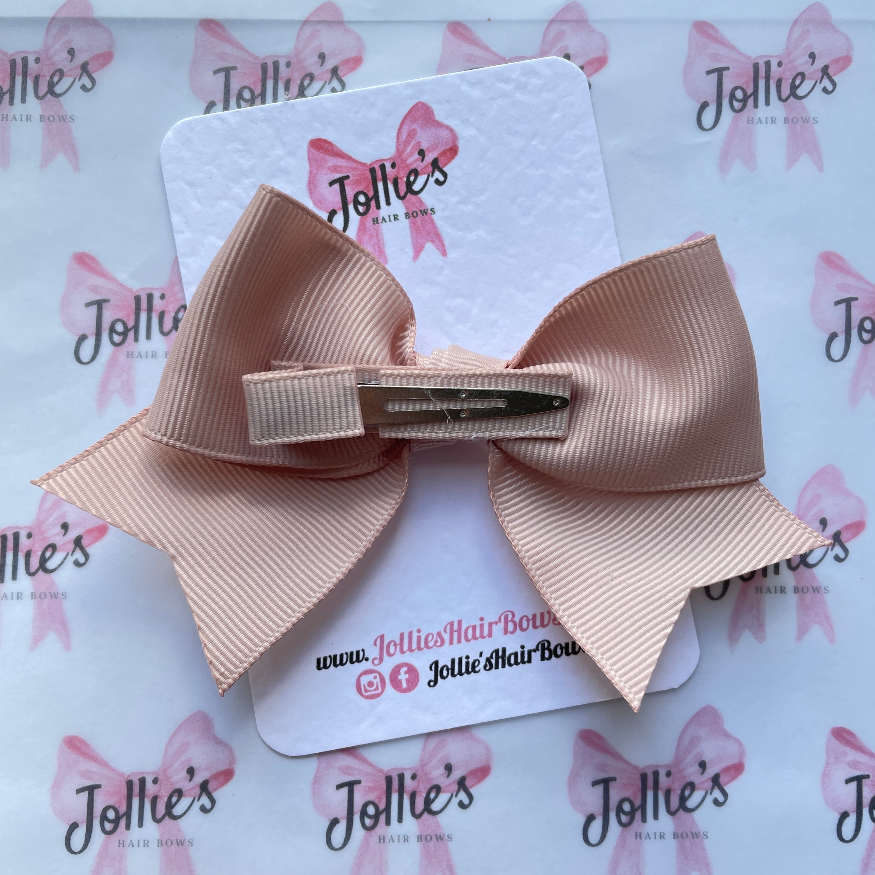 4inch Ribbon Bow with Clip - Vanilla