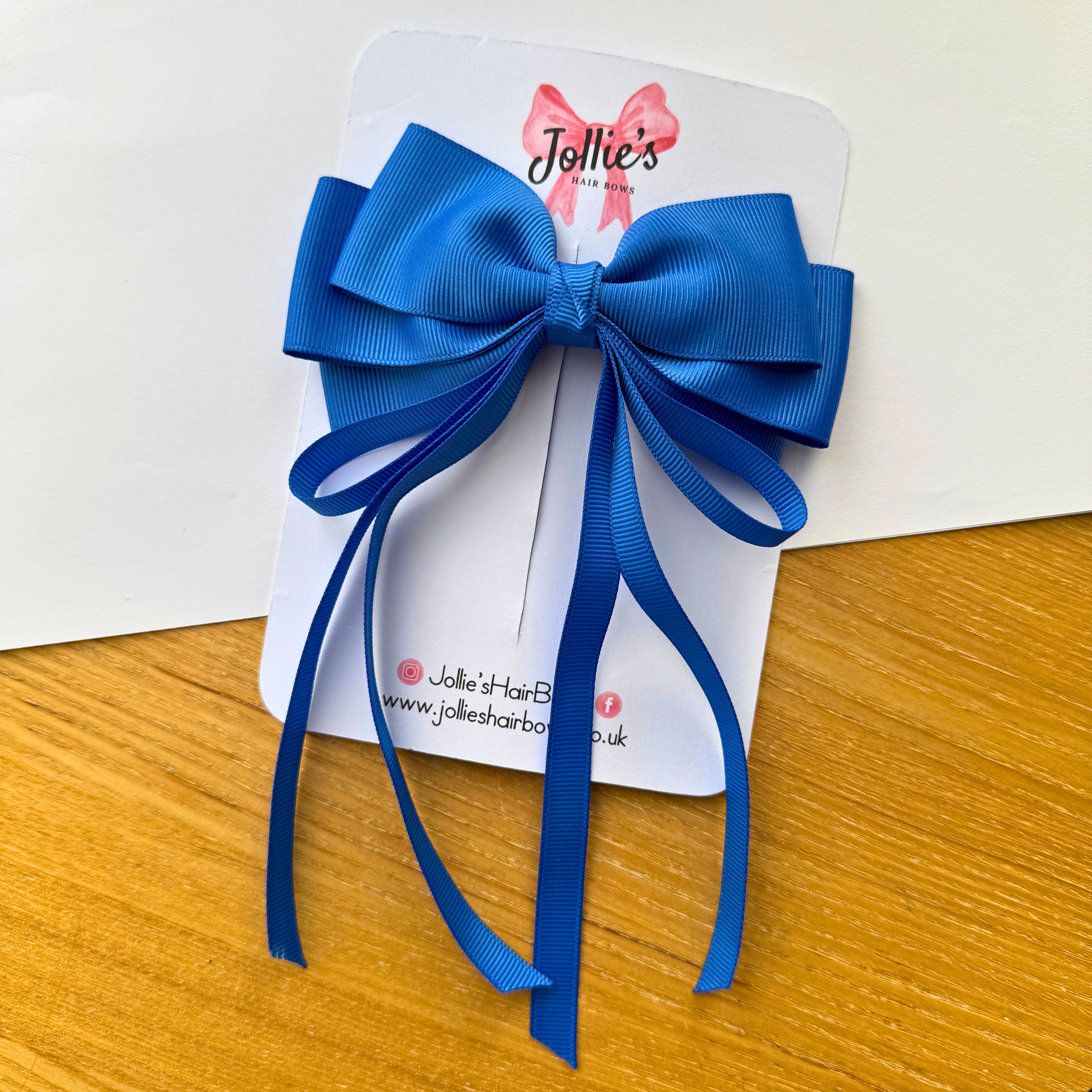 5inch Triple Layers Tail Bow – Grosgrain Ribbon Clip with Teeth