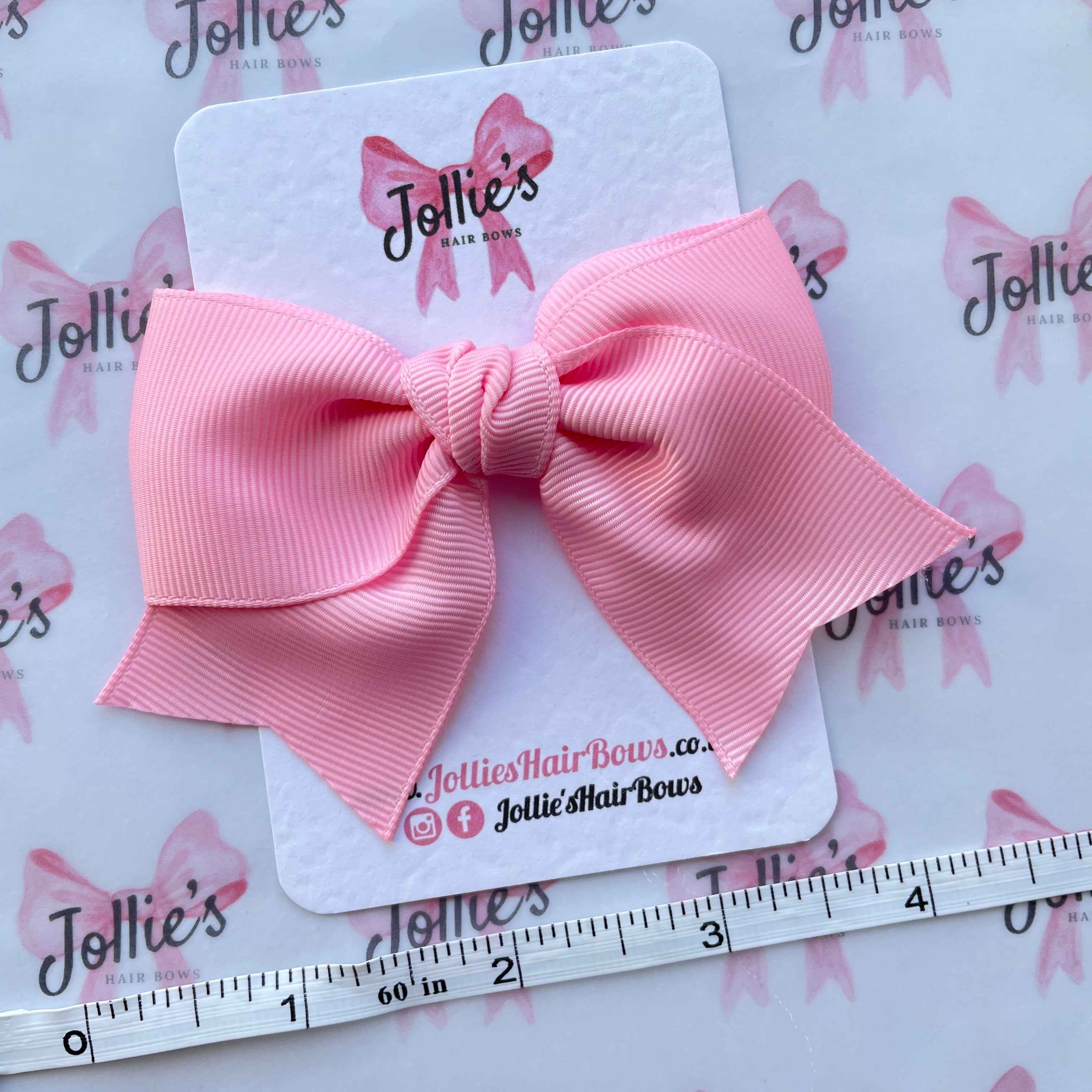 4inch Ribbon Bow with Clip - Pink