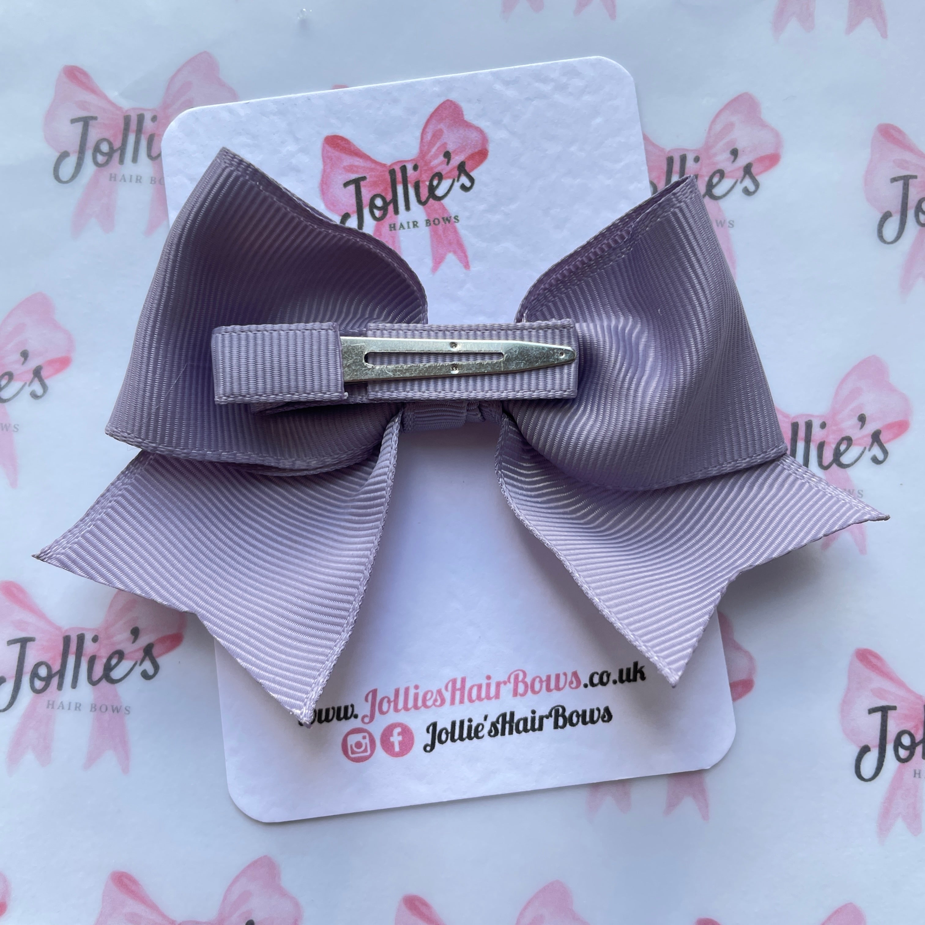 4inch Ribbon Bow with Clip - Thistle