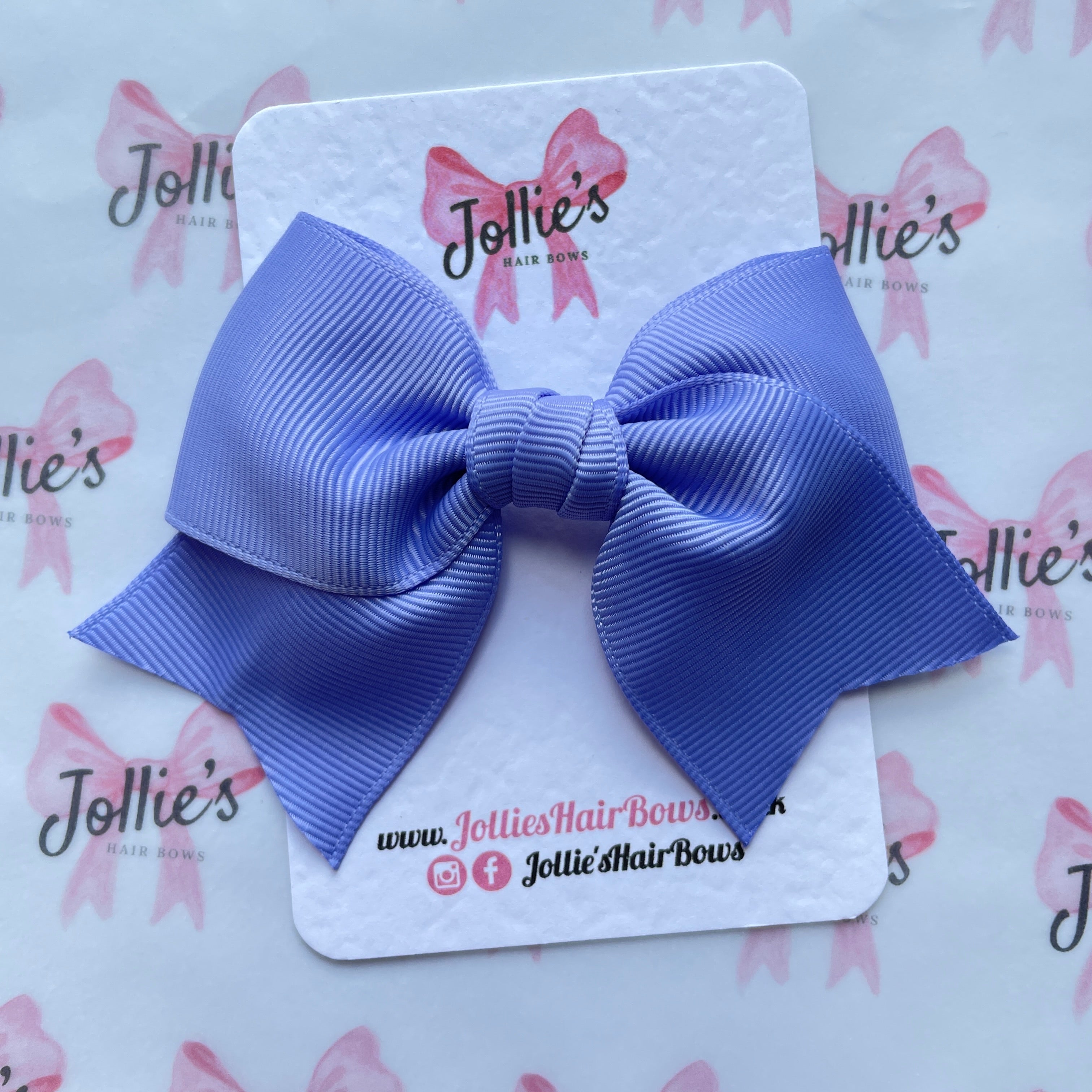 4inch Ribbon Bow with Clip - Iris