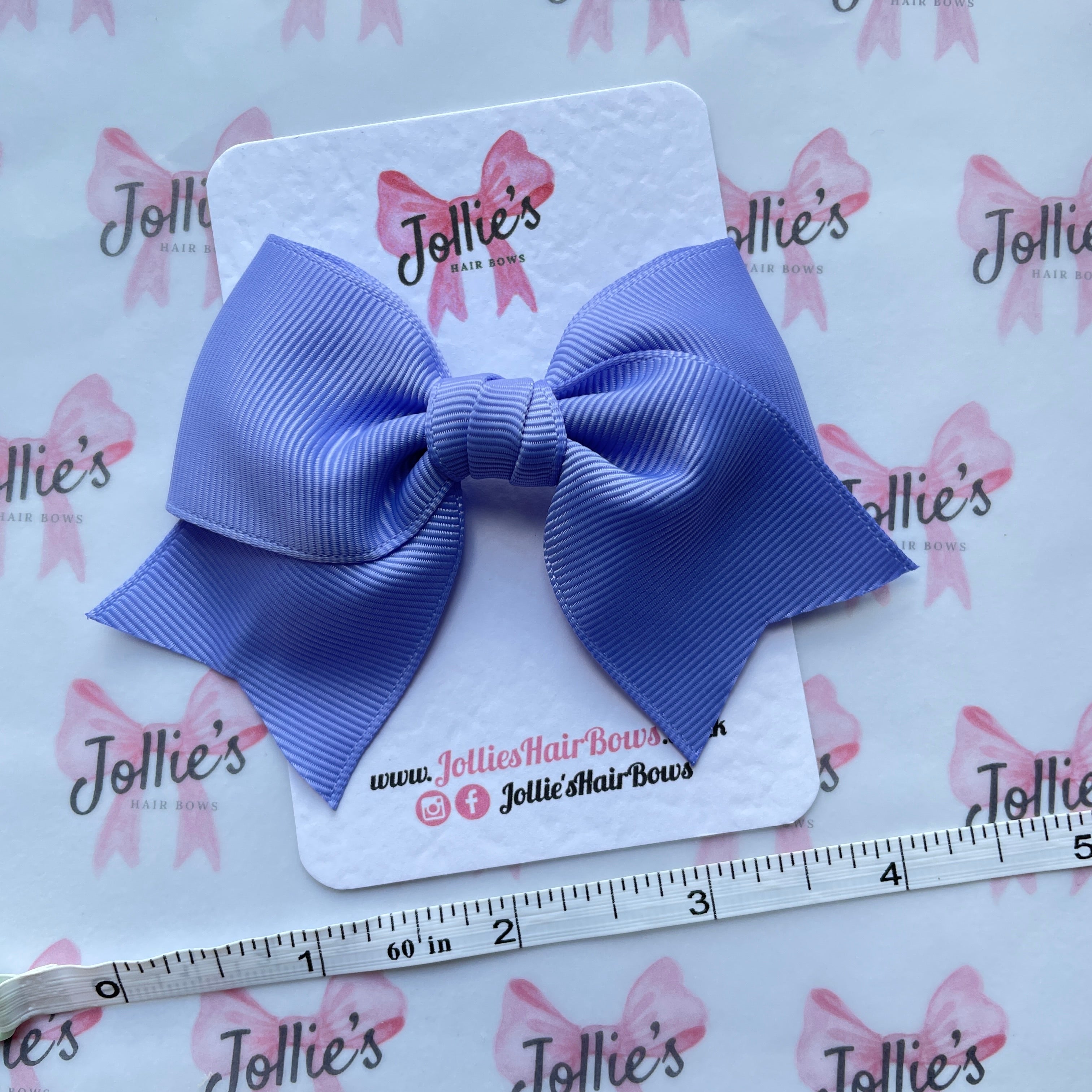 4inch Ribbon Bow with Clip - Iris