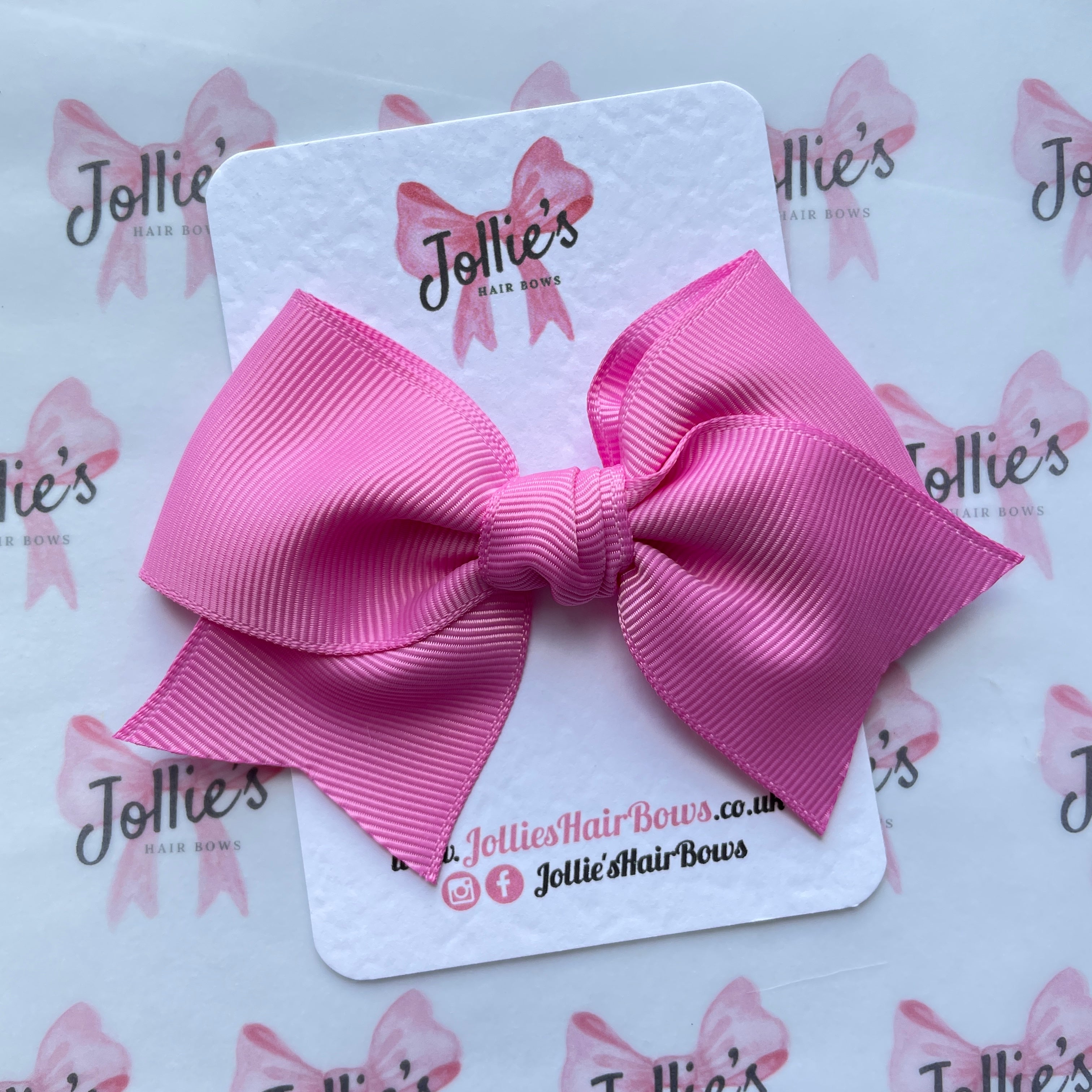 4inch Ribbon Bow with Clip - Rose Bloom