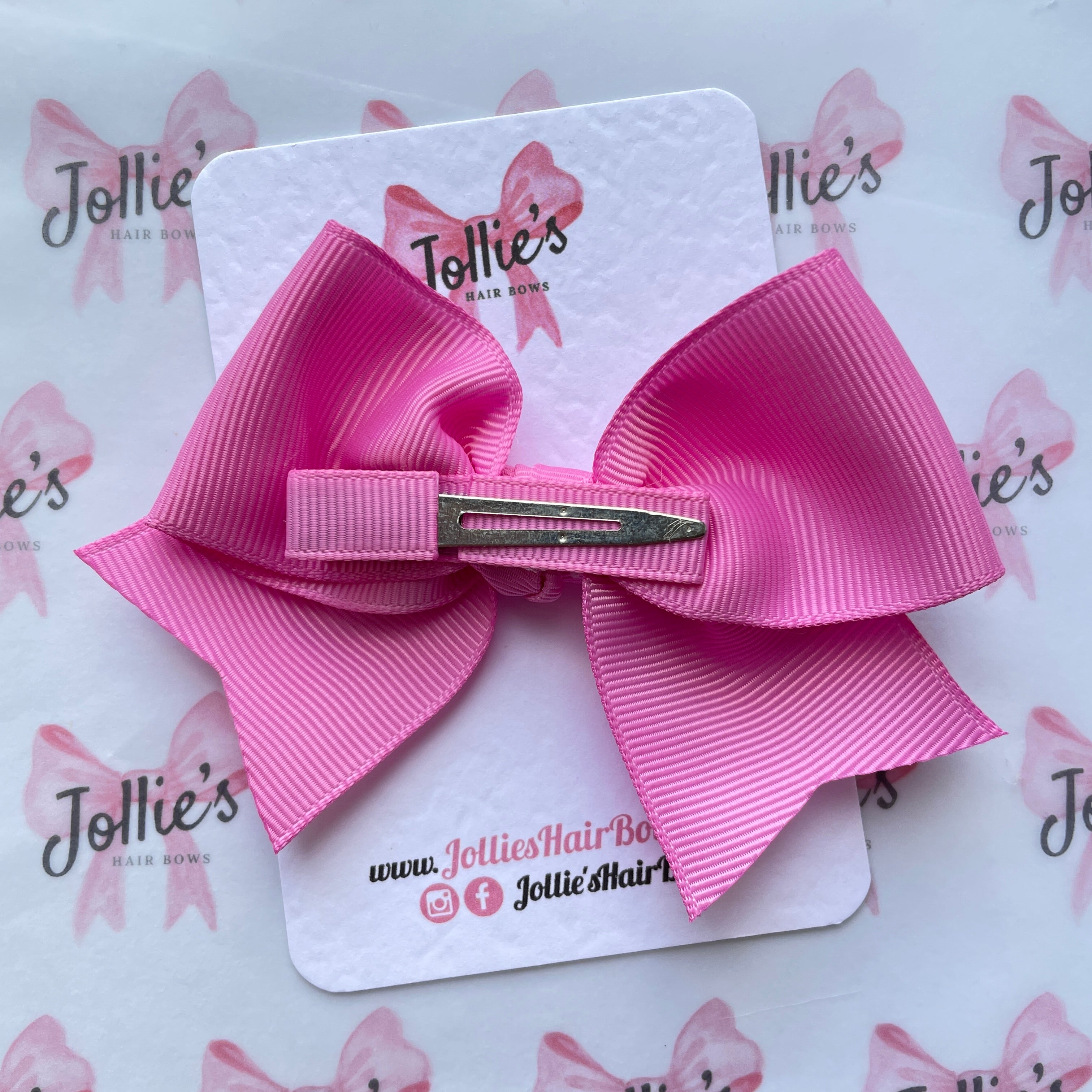 4inch Ribbon Bow with Clip - Rose Bloom