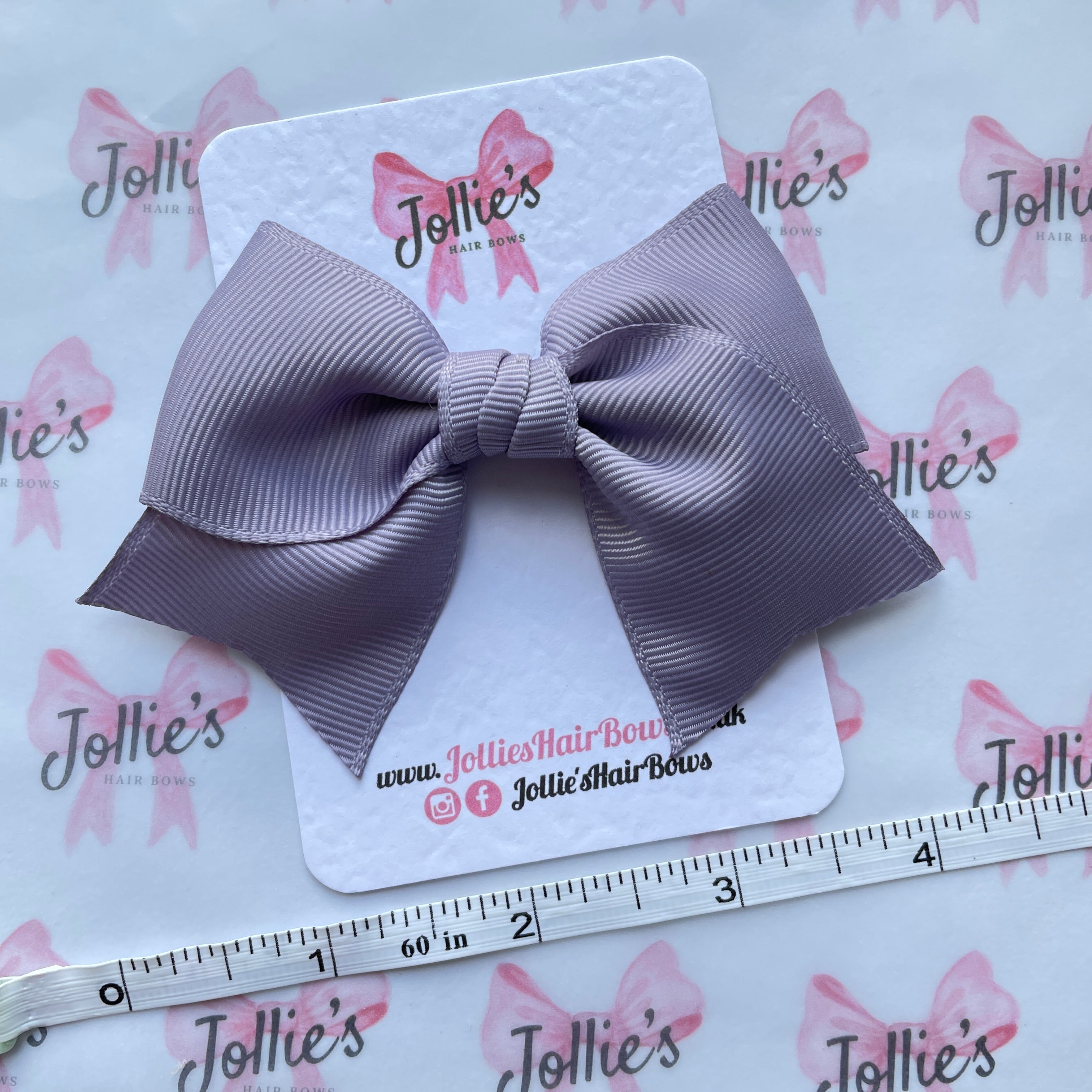 4inch Ribbon Bow with Clip - Thistle