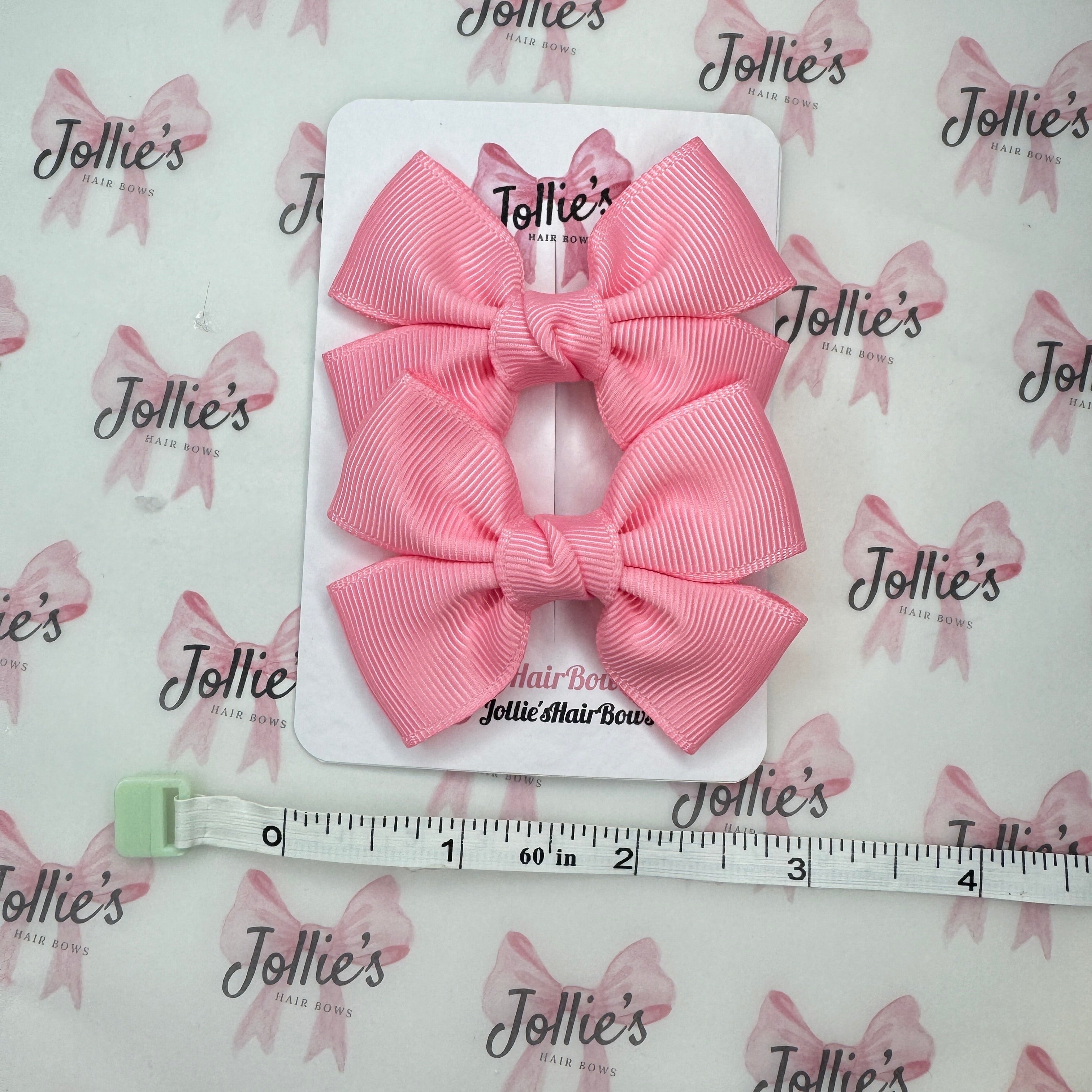 2.5inch Classic Bow with Clip (pair) - Pink