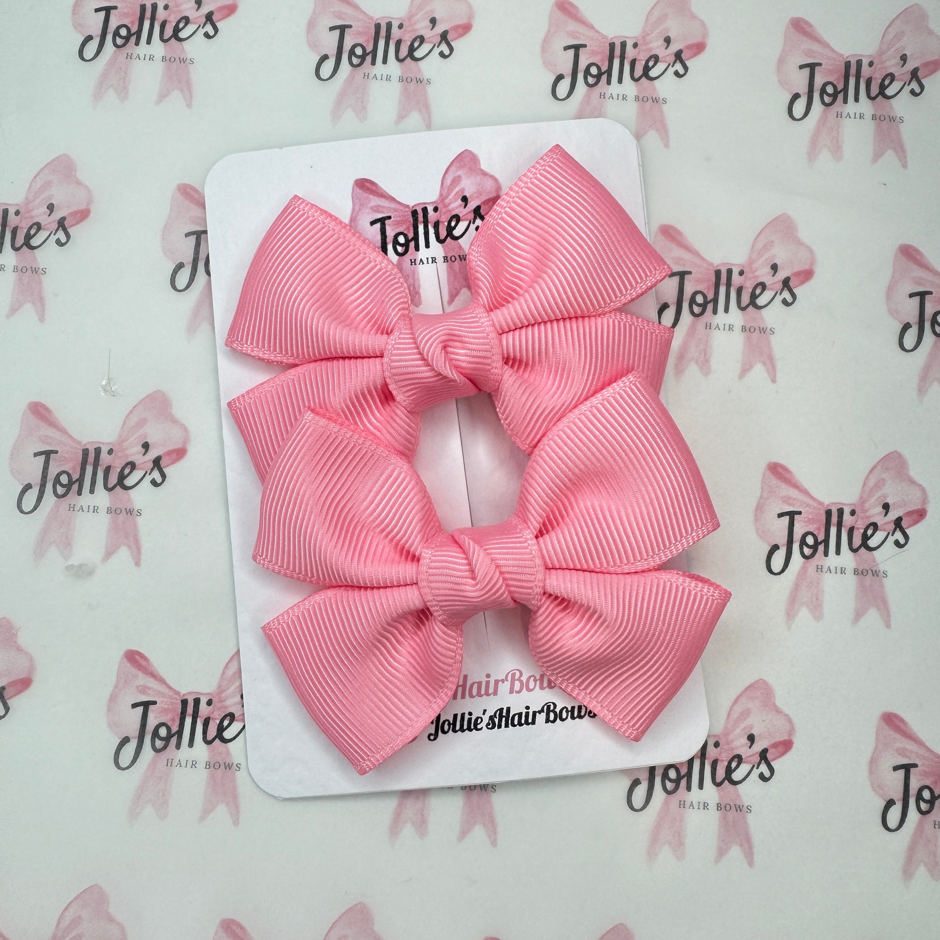 2.5inch Classic Bow with Clip (pair) - Pink