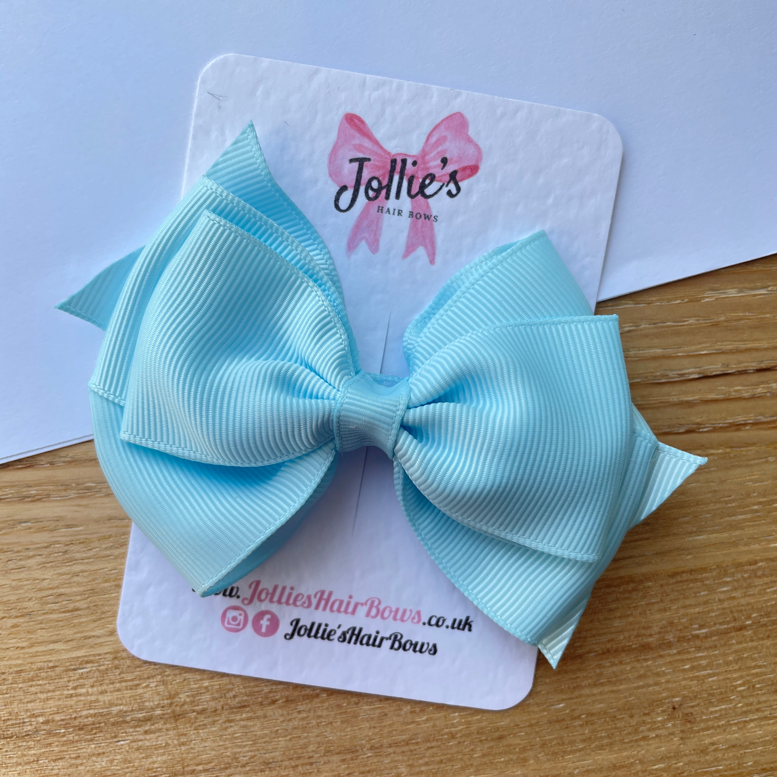 4inch Triple Layers Bow with Clip - Light Blue