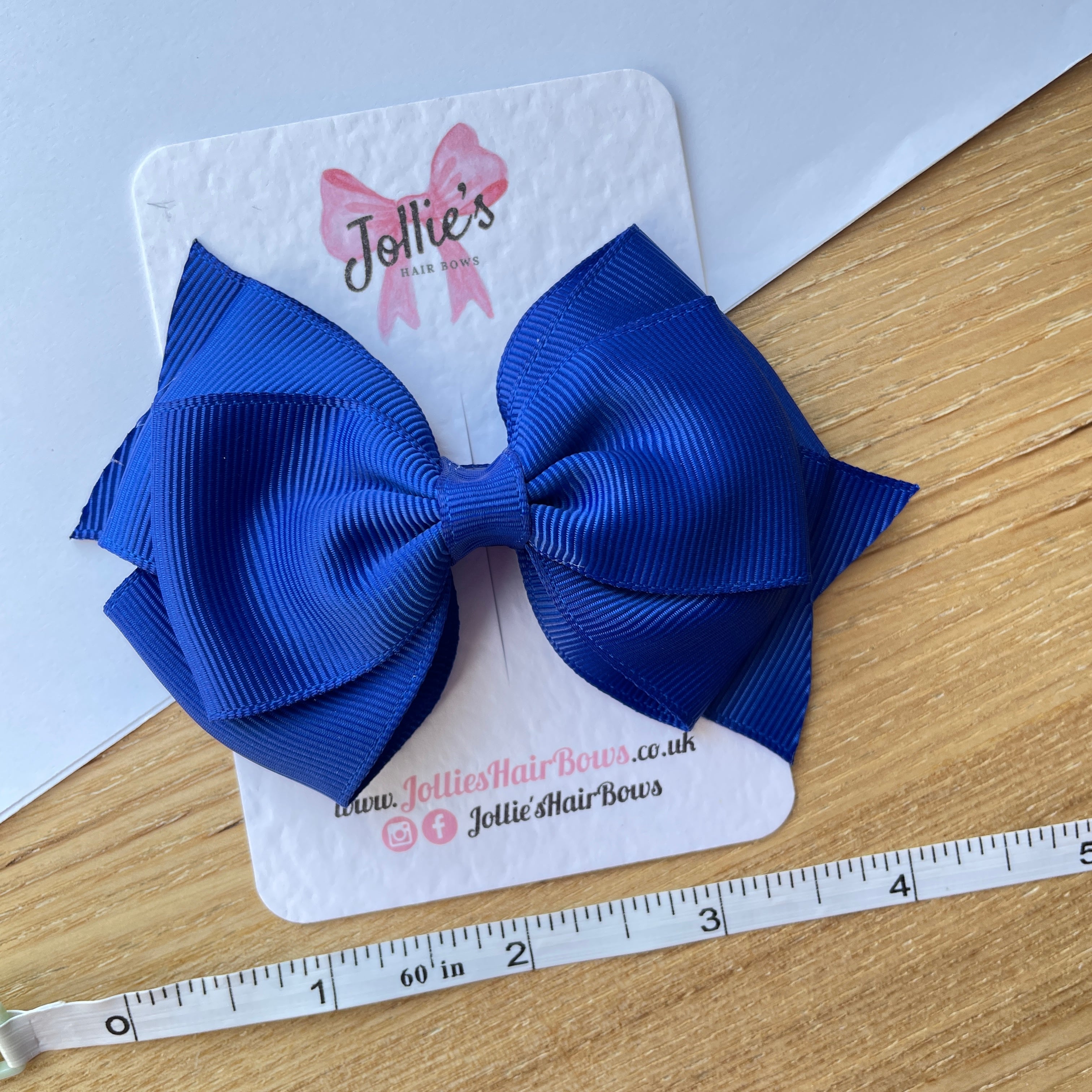 4inch Triple Layers Bow with Clip - Cobalt