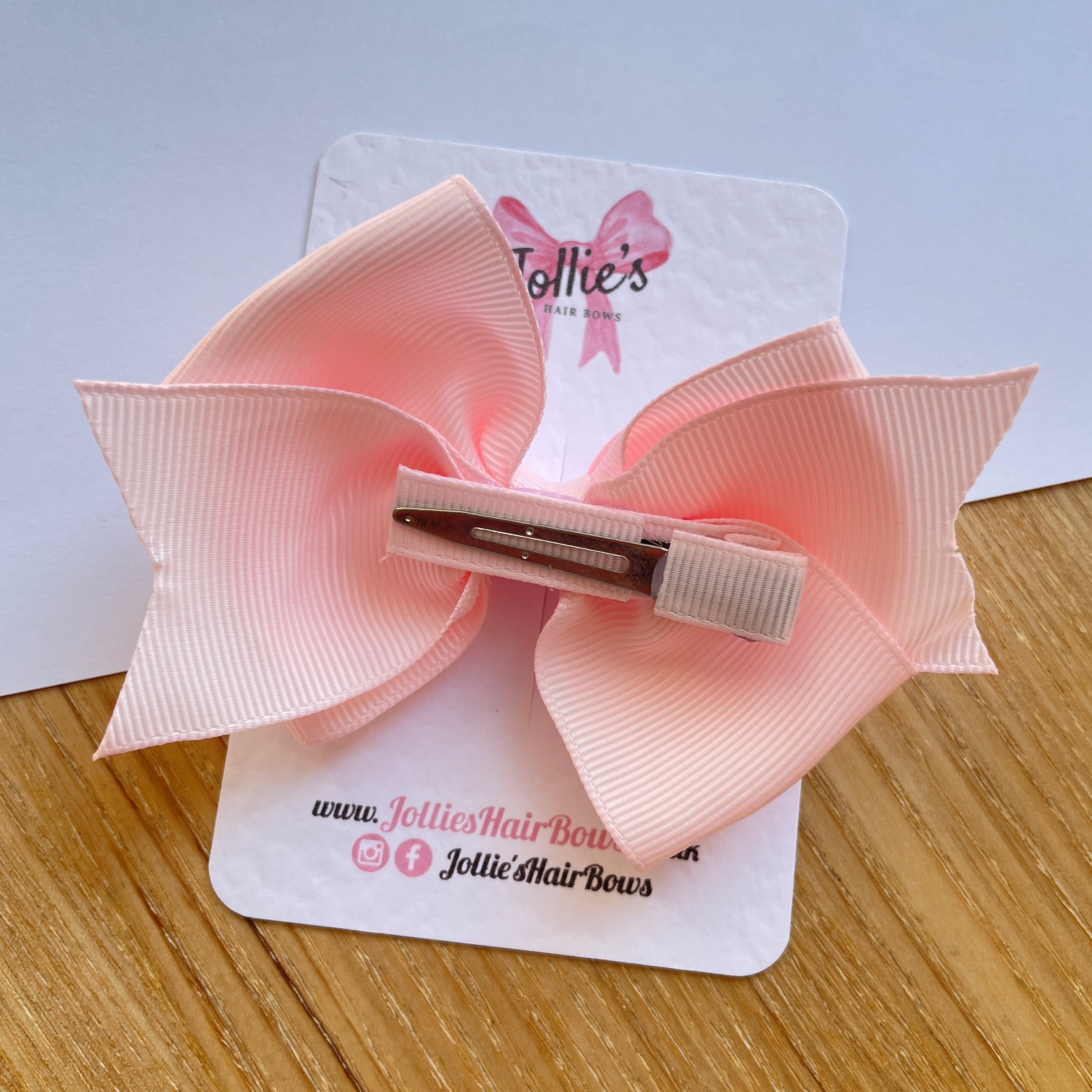 4inch Triple Layers Bow with Clip - Powder Pink