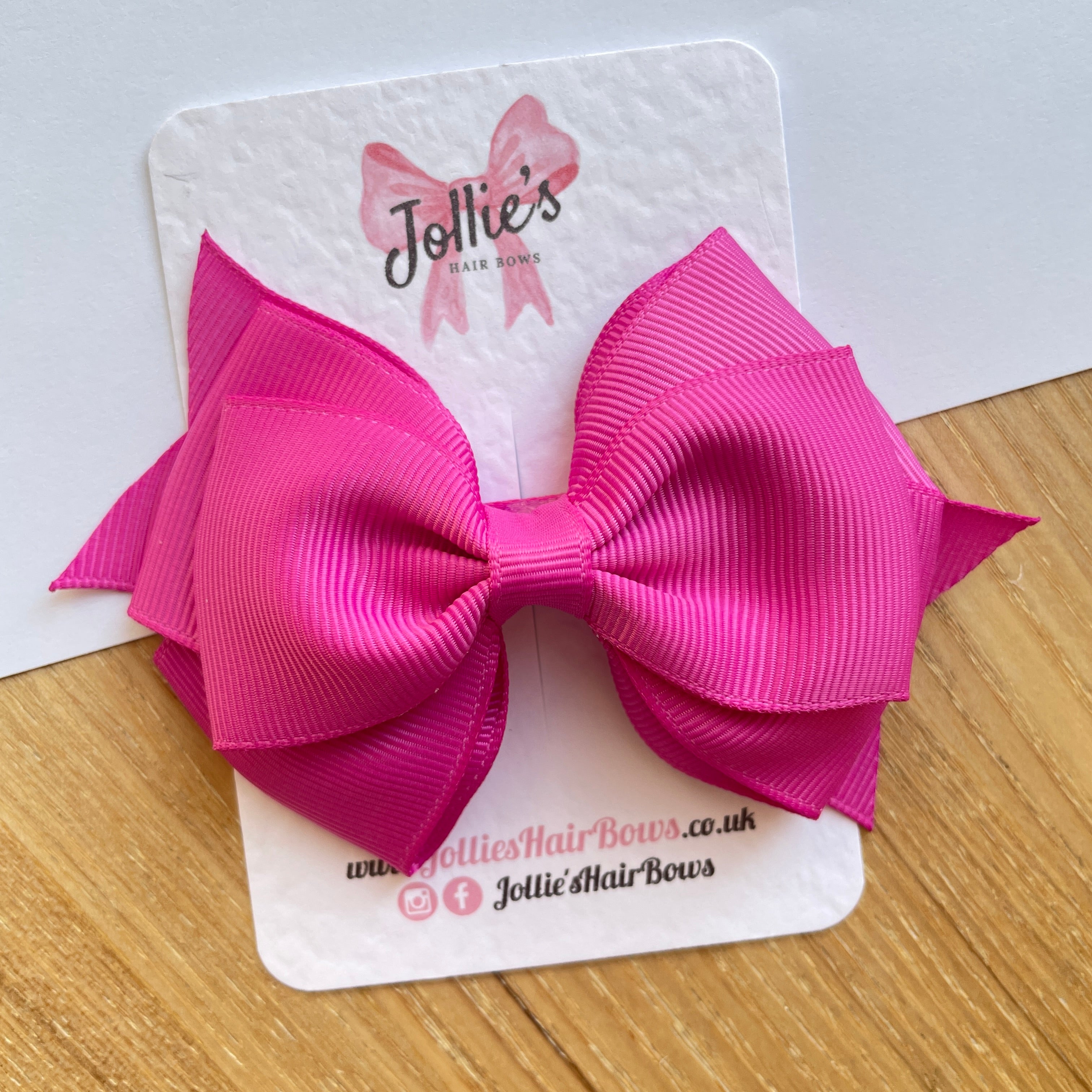 4inch Triple Layers Bow with Clip - Garden Rose