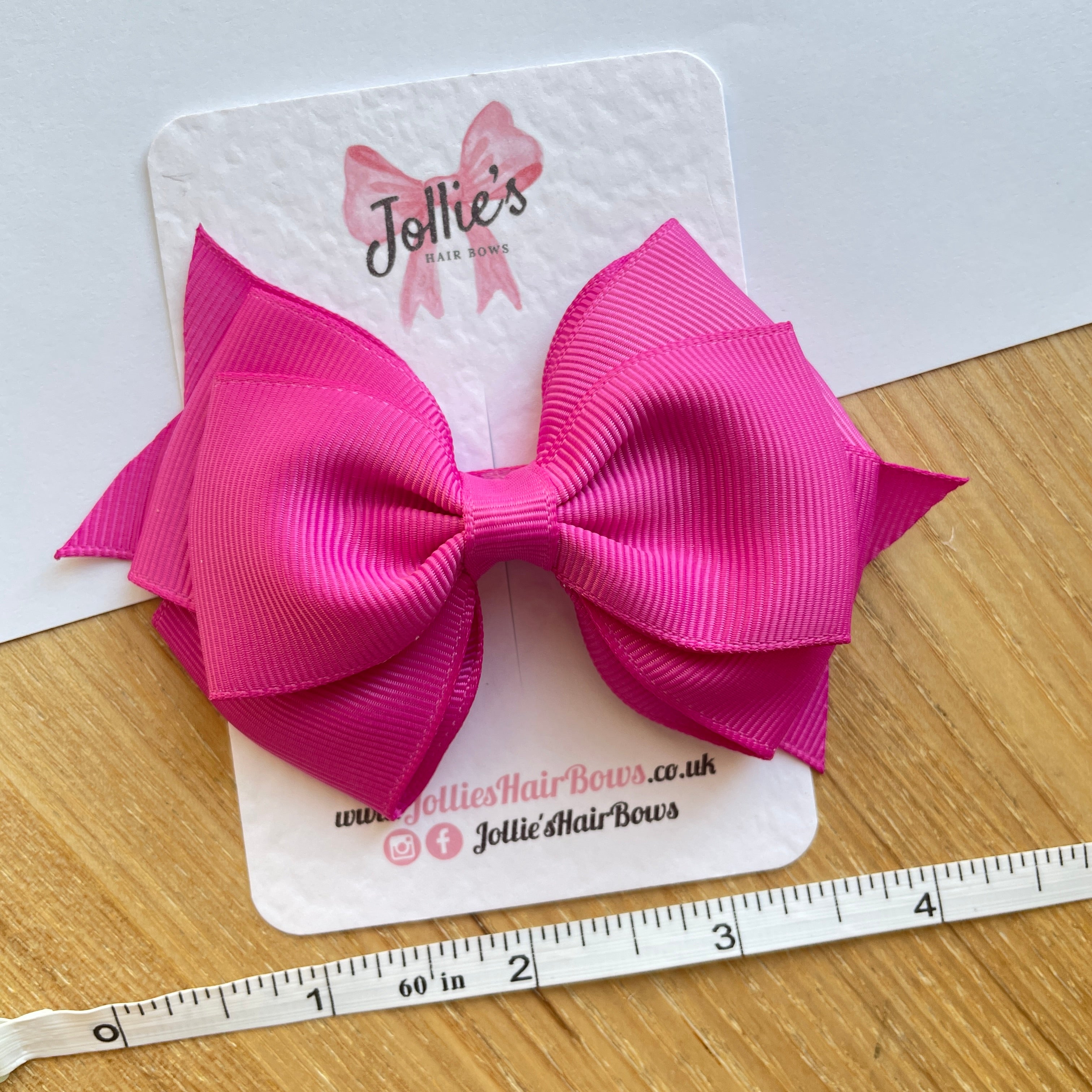 4inch Triple Layers Bow with Clip - Garden Rose