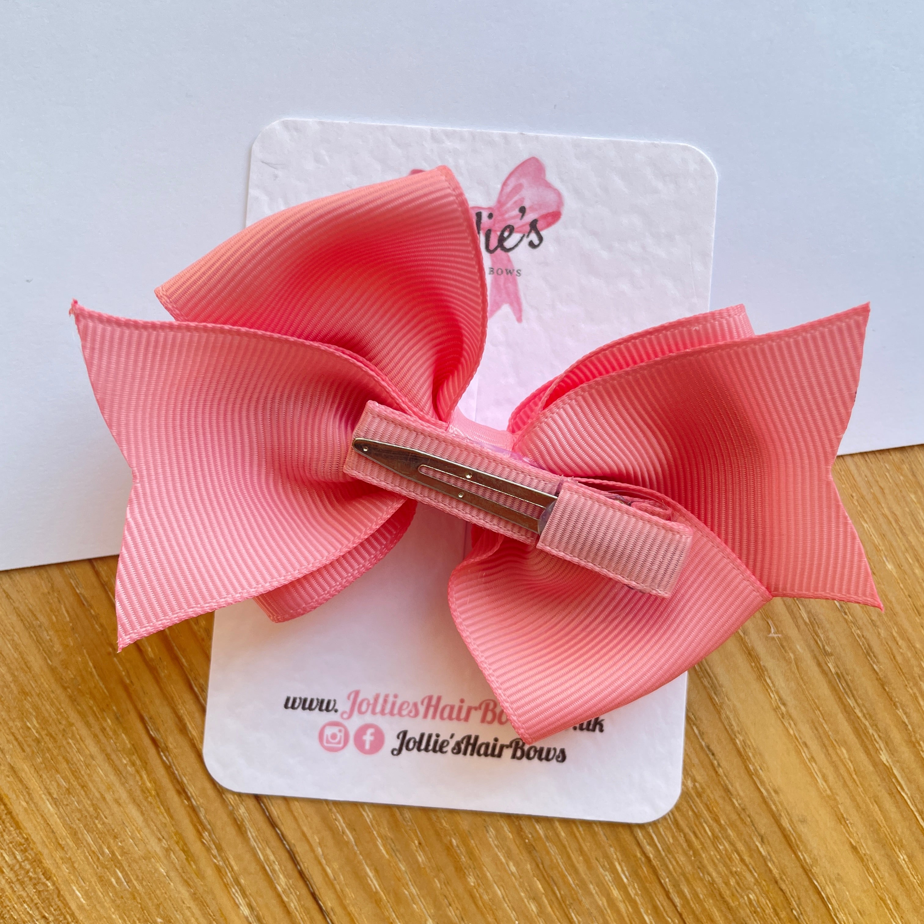 4inch Triple Layers Bow with Clip - Peony