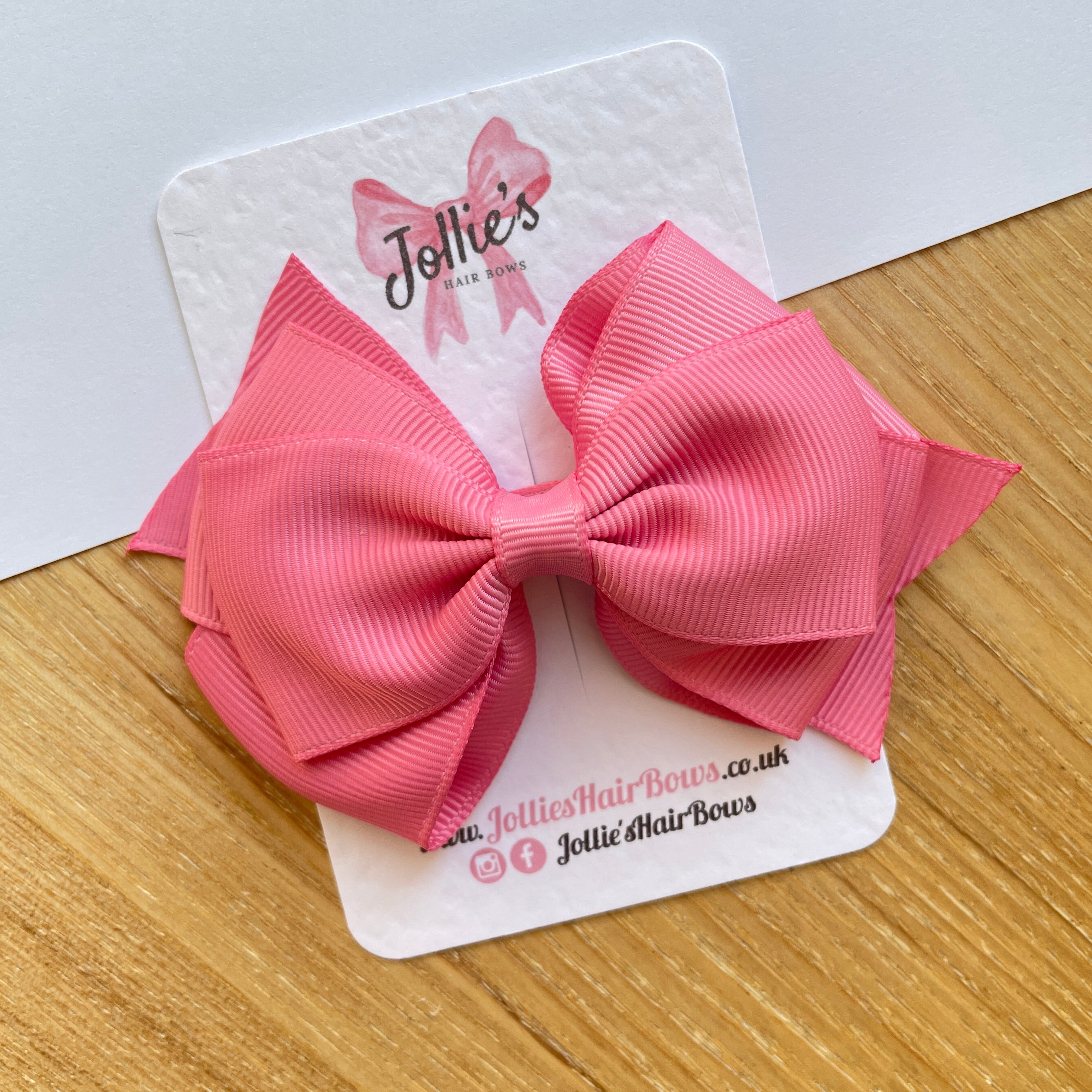 4inch Triple Layers Bow with Clip - Fantasy Rose