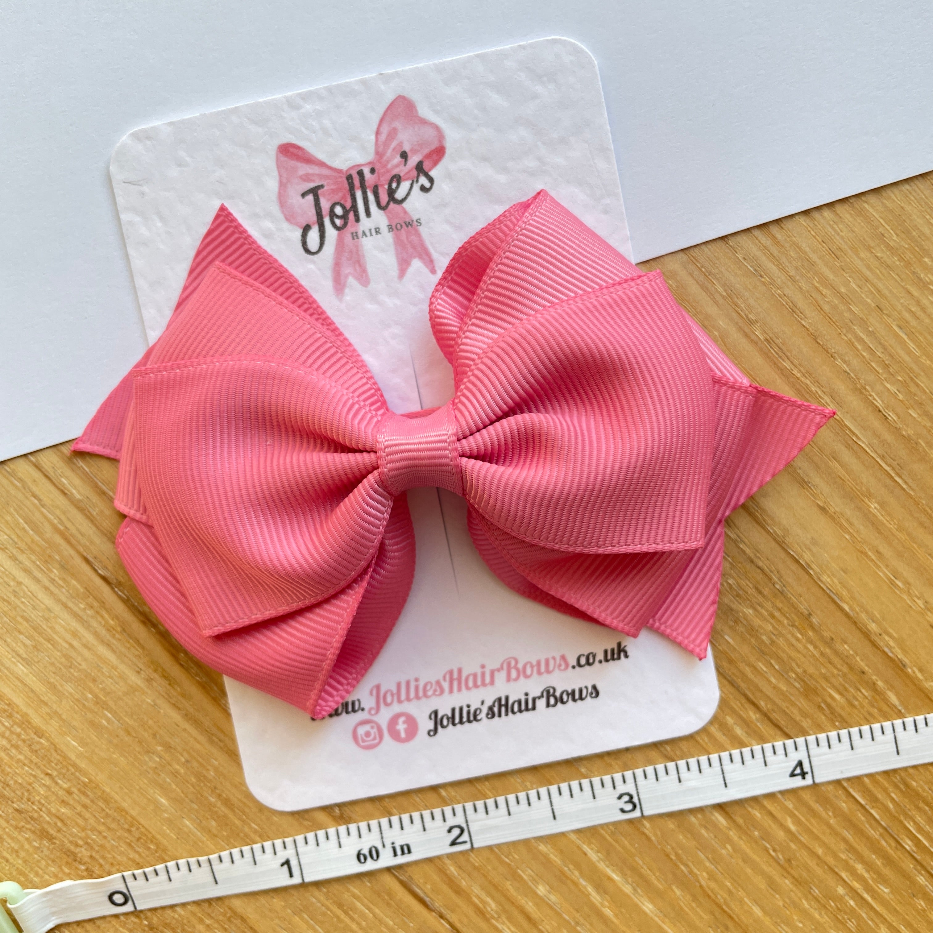 4inch Triple Layers Bow with Clip - Fantasy Rose