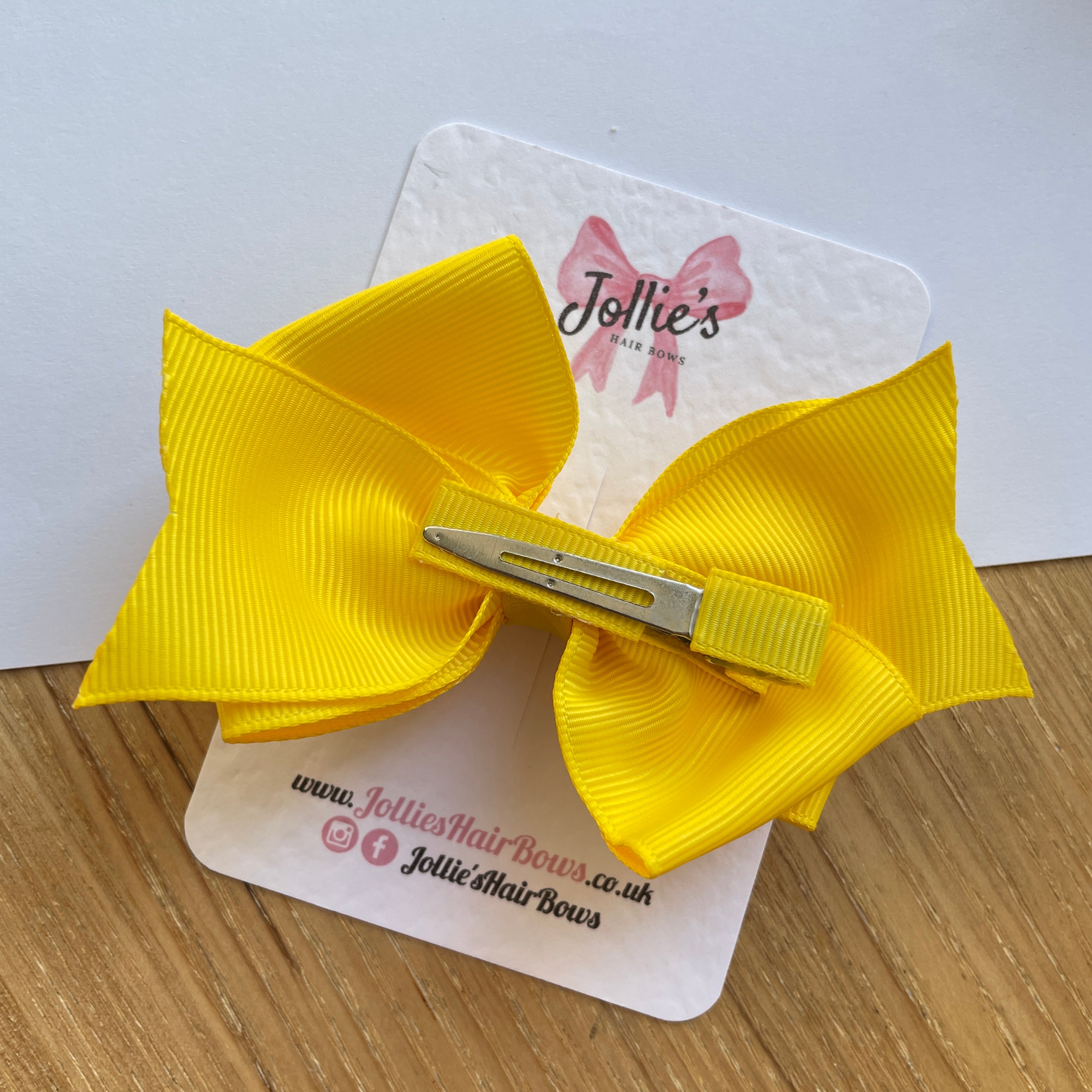 4inch Triple Layers Bow with Clip - Daffodil