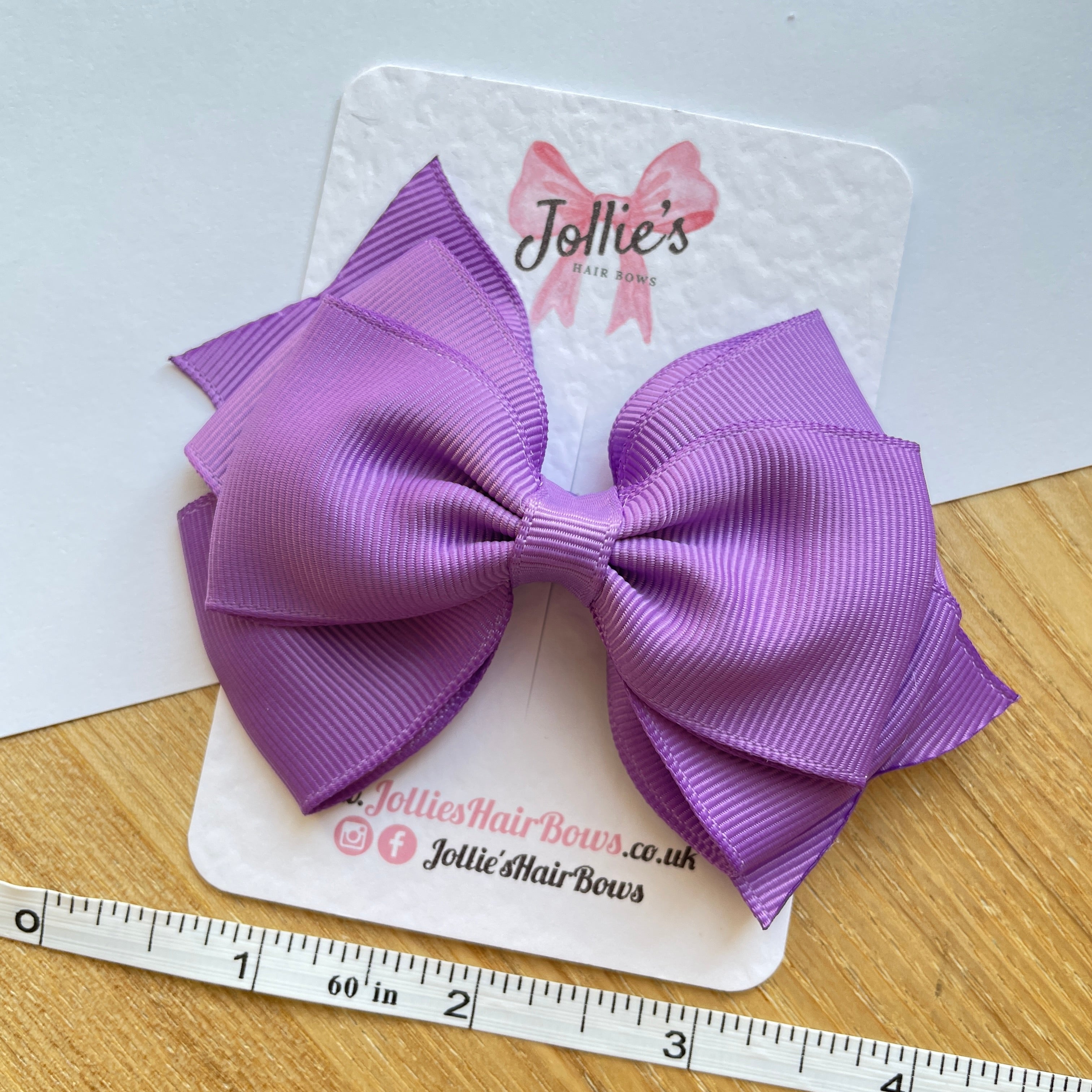 4inch Triple Layers Bow with Clip - Grape