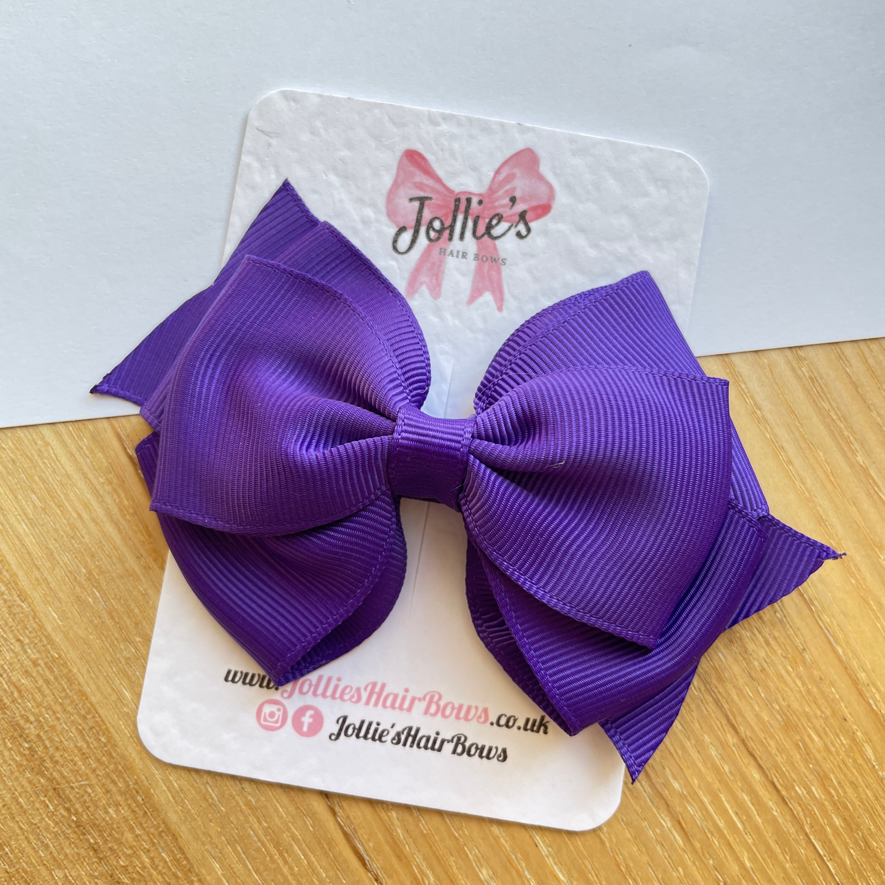 4inch Triple Layers Bow with Clip - Regal Purple