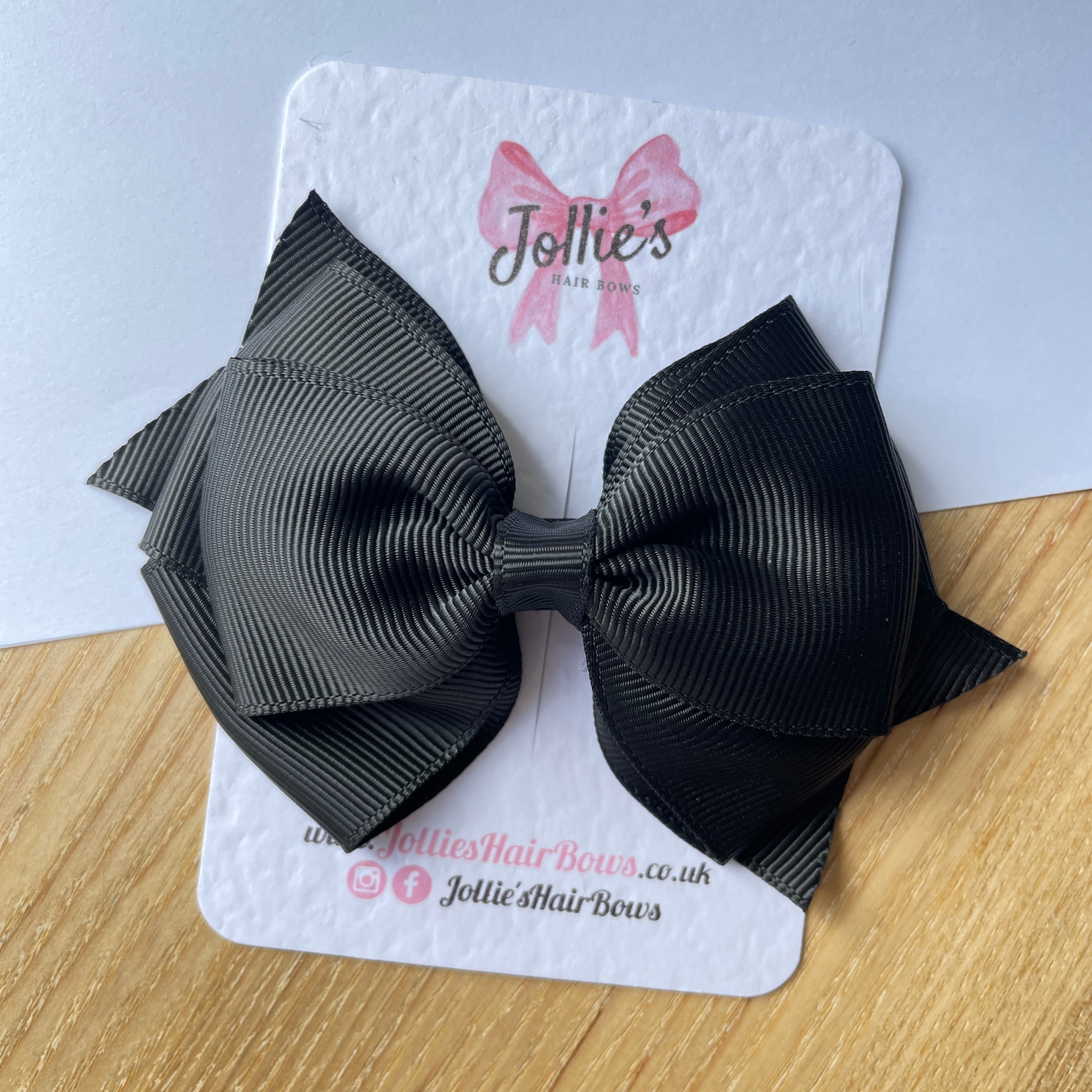 4inch Triple Layers Bow with Clip - Black