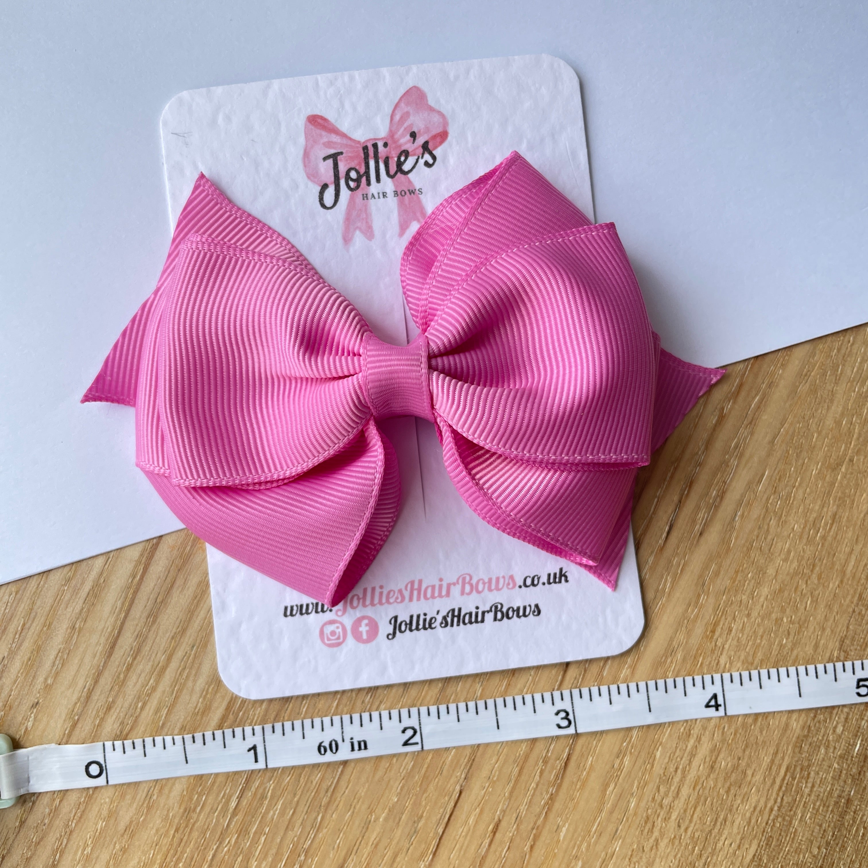 4inch Triple Layers Bow with Clip - Rose Bloom