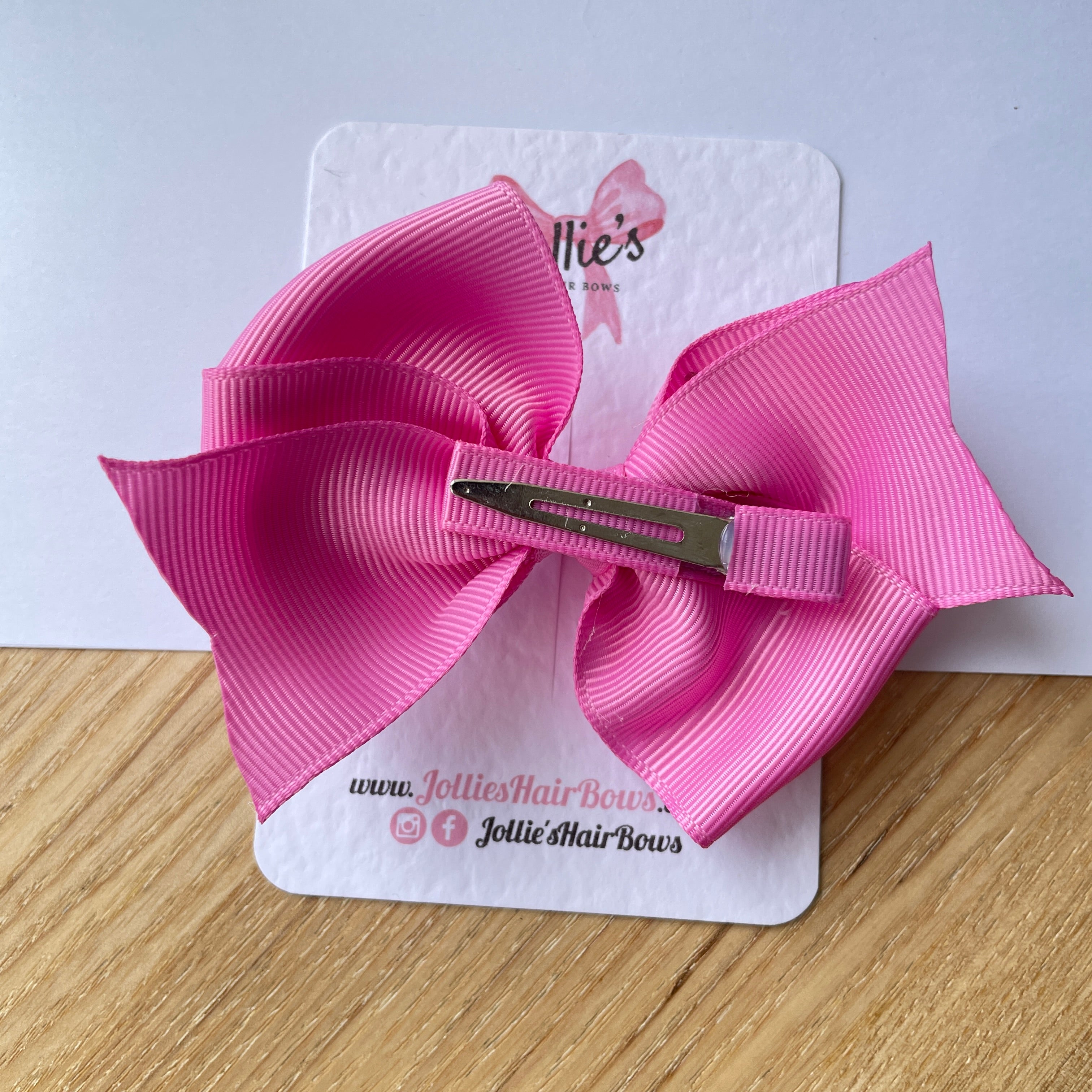 4inch Triple Layers Bow with Clip - Rose Bloom