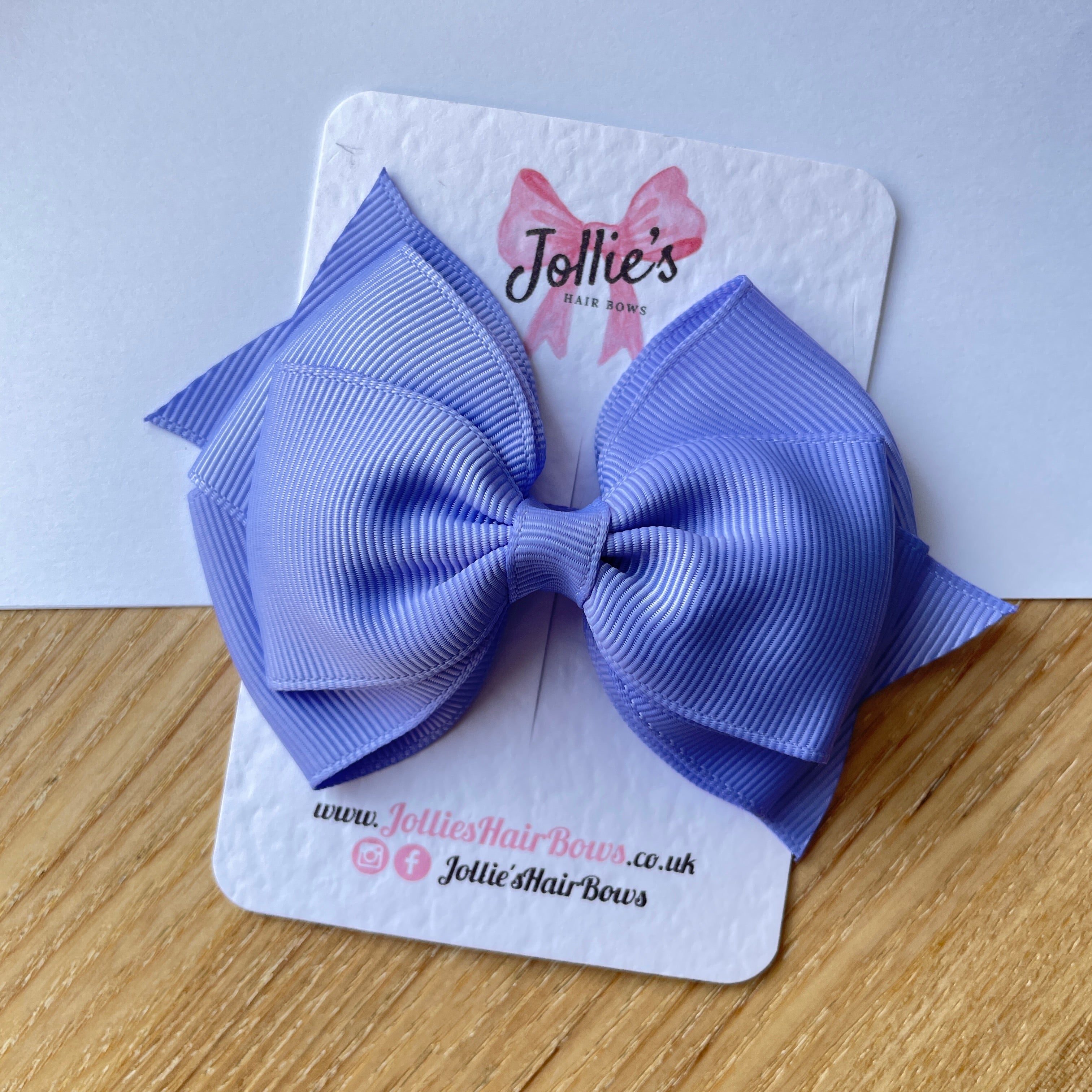 4inch Triple Layers Bow with Clip - Iris