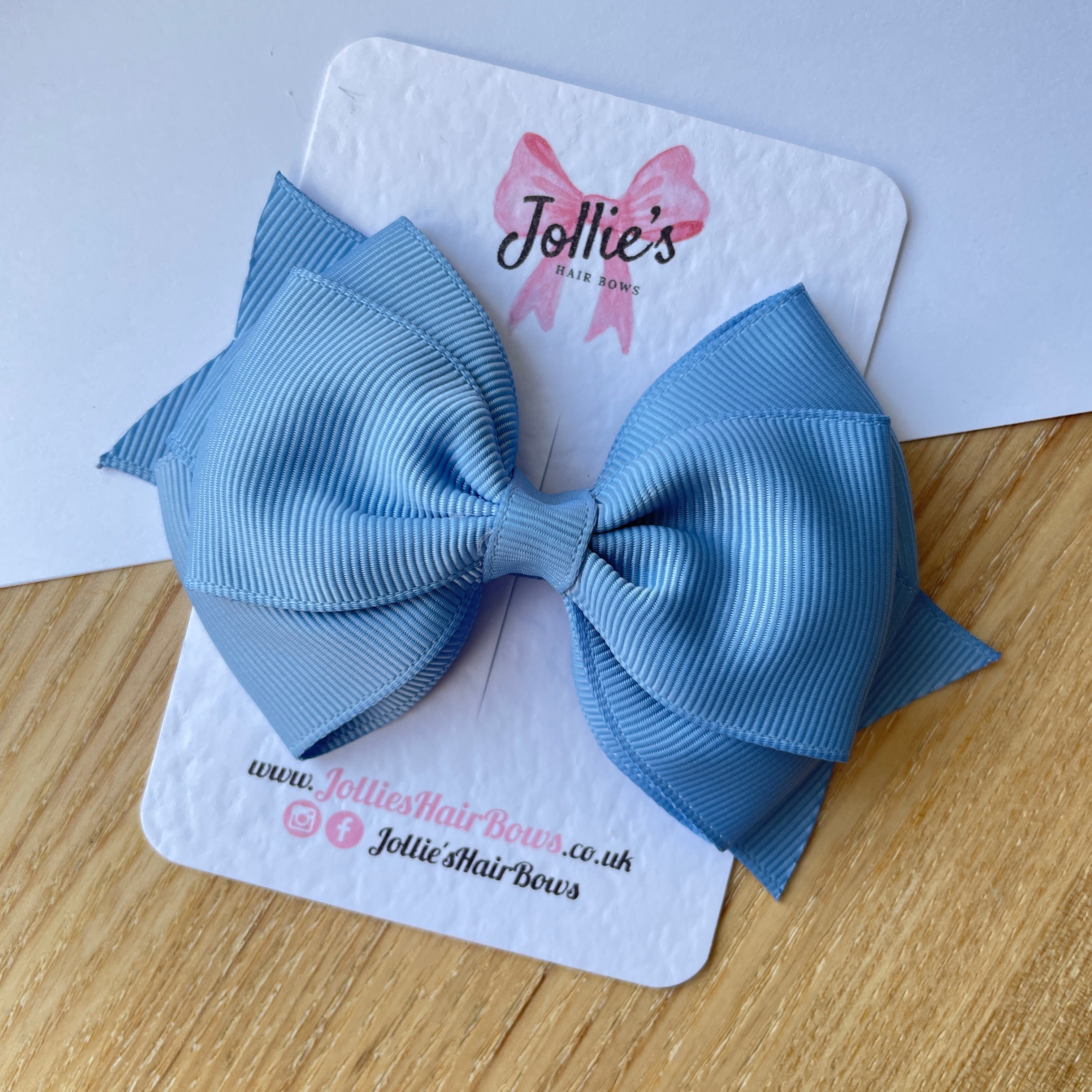 4inch Triple Layers Bow with Clip - French Blue