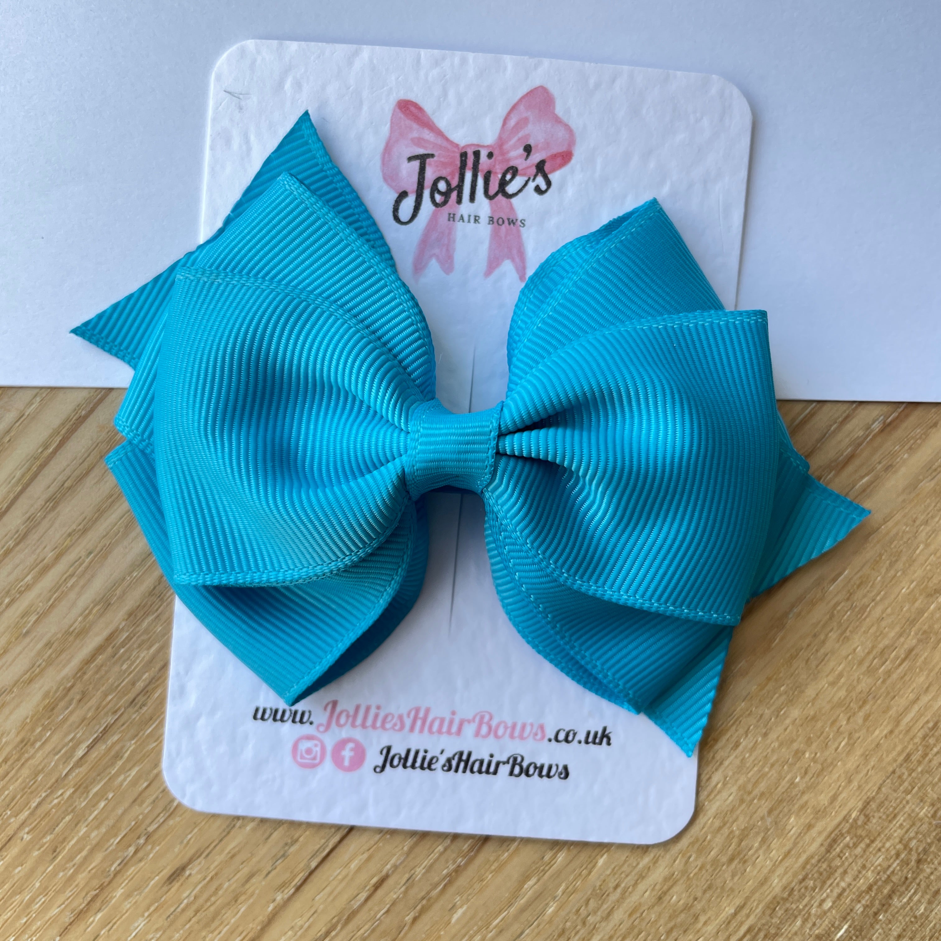 4inch Triple Layers Bow with Clip - Turquoise