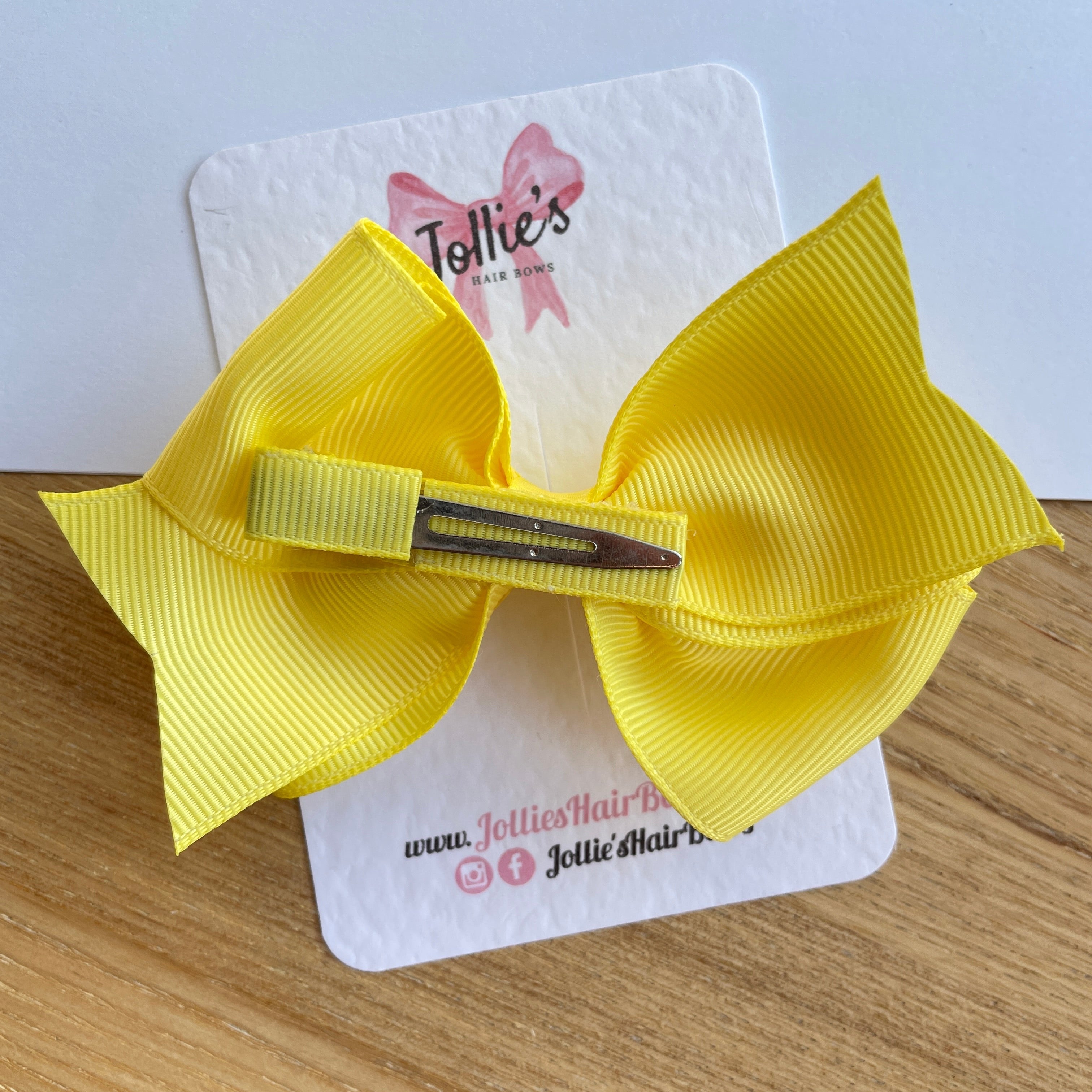 4inch Triple Layers Bow with Clip - Lemon